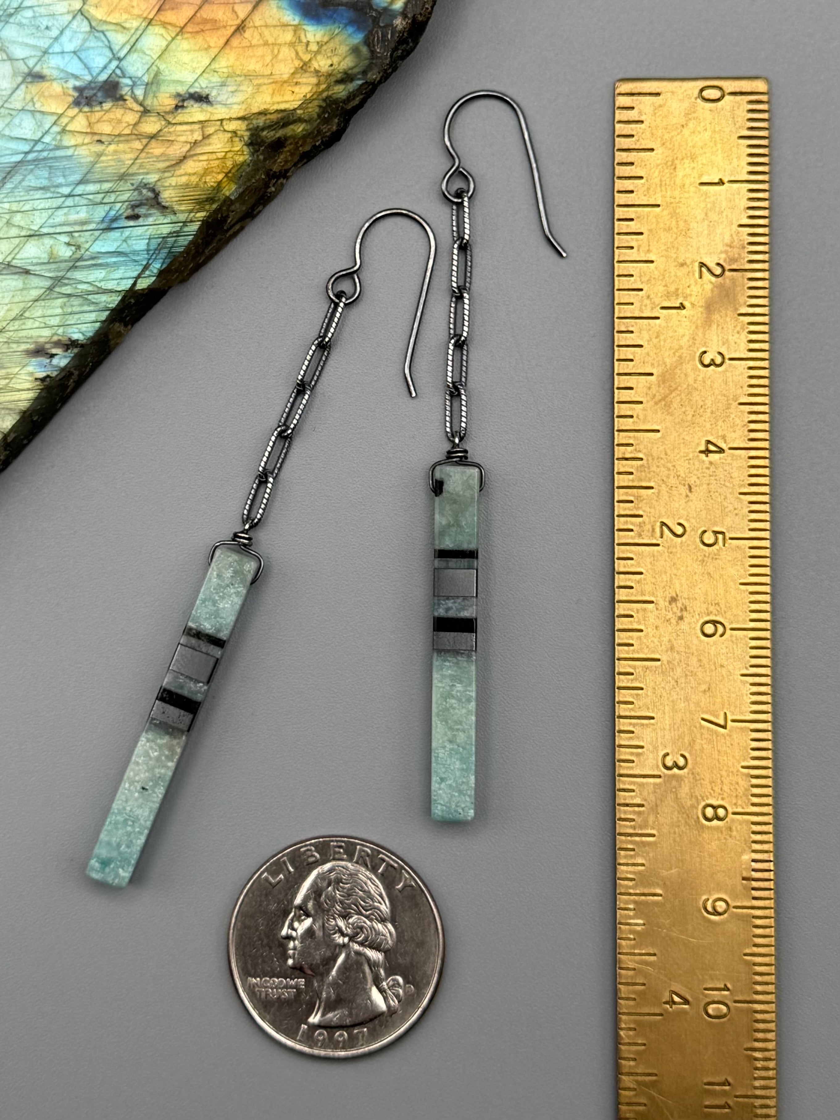 •LINKED• intarsia tower + silver earrings