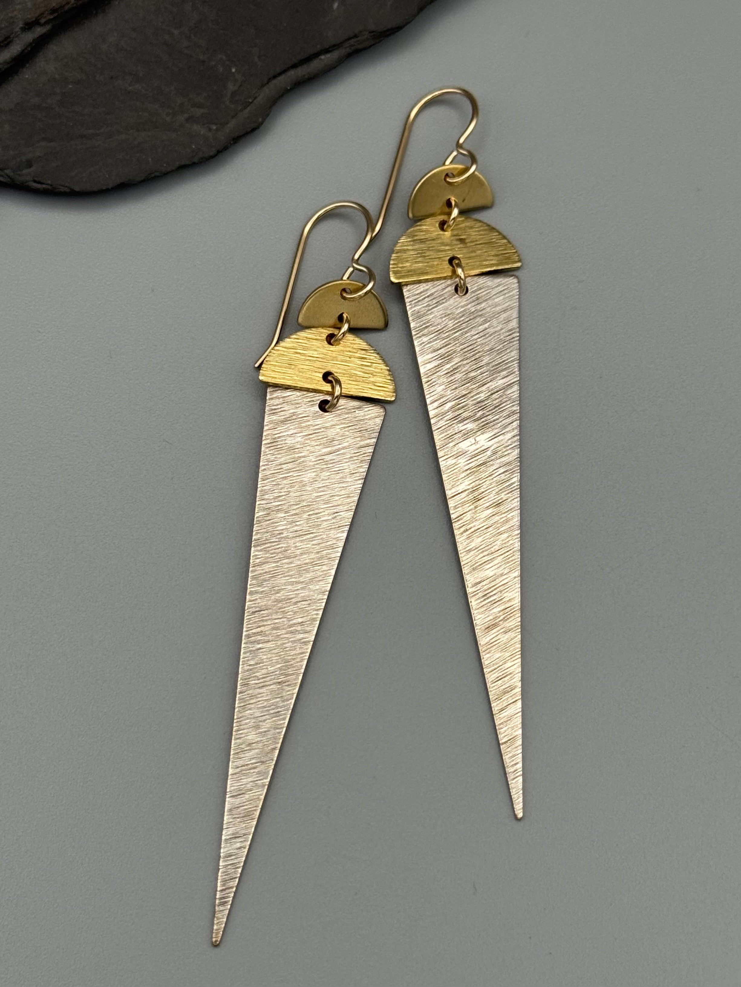 •MOON DAGGERS• mixed metal dangle earrings