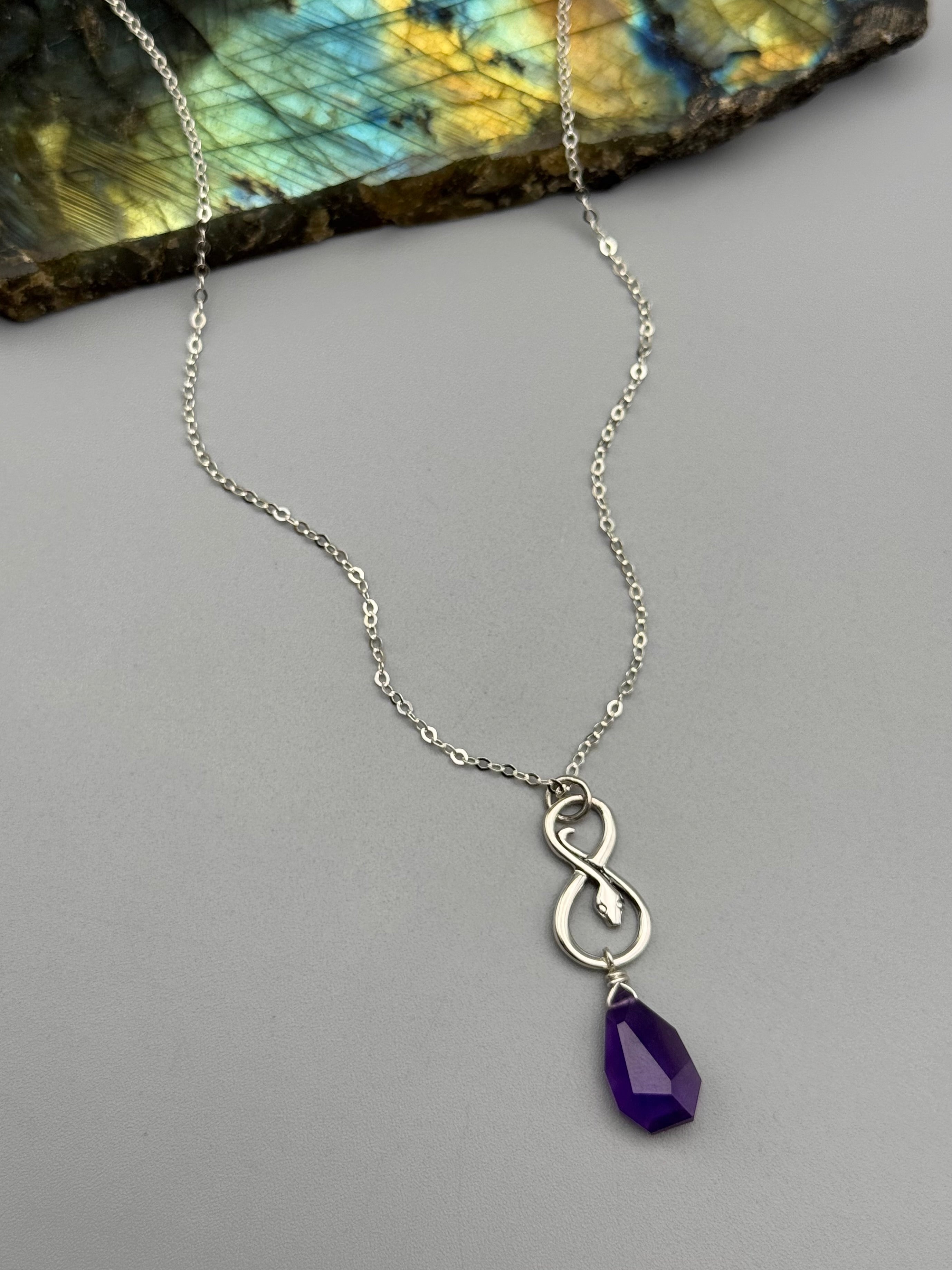 •NĀGA• amethyst + silver necklace (18"-20" long)
