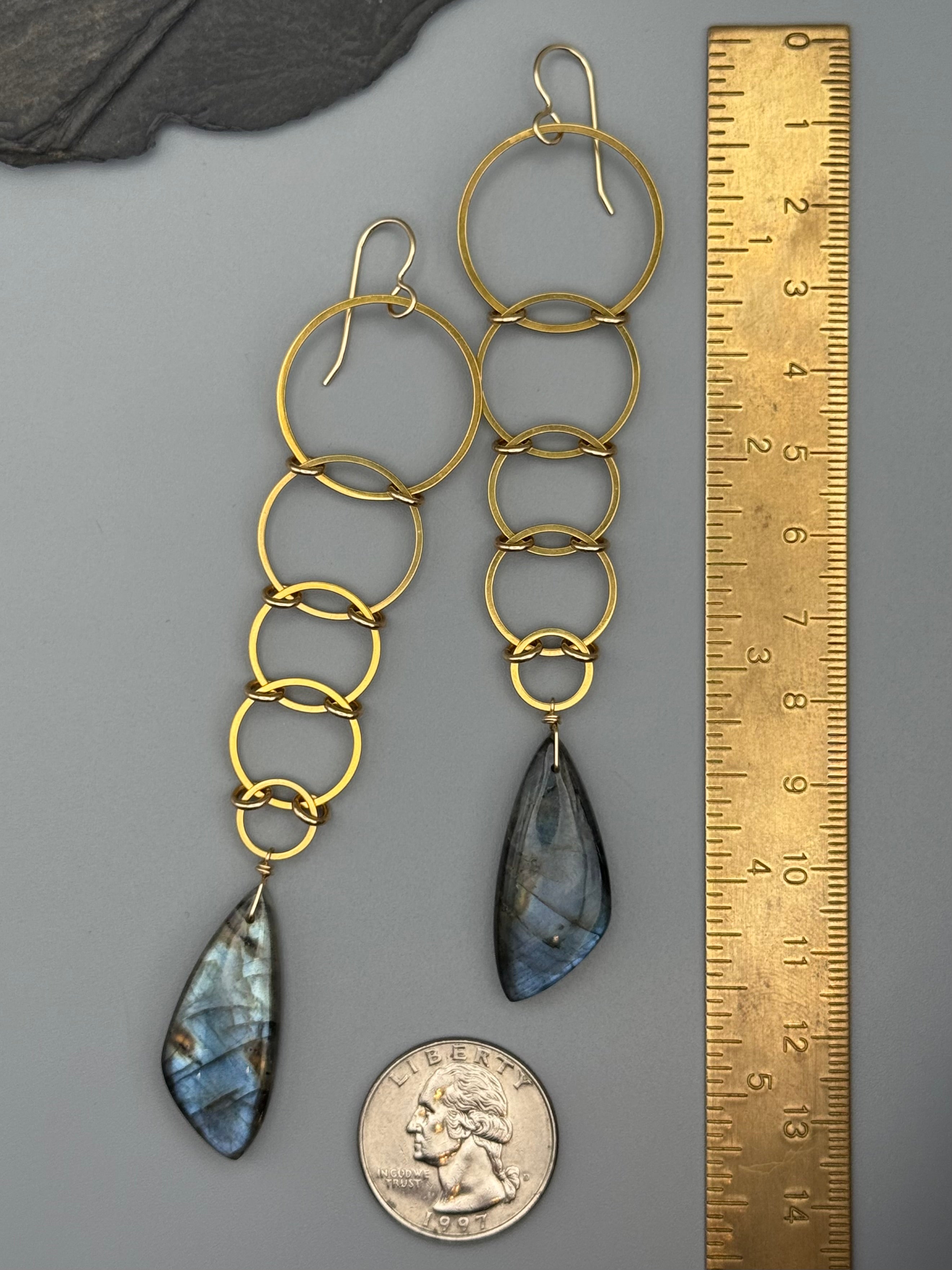 •EOWYN• labradorite wing + gold earrings