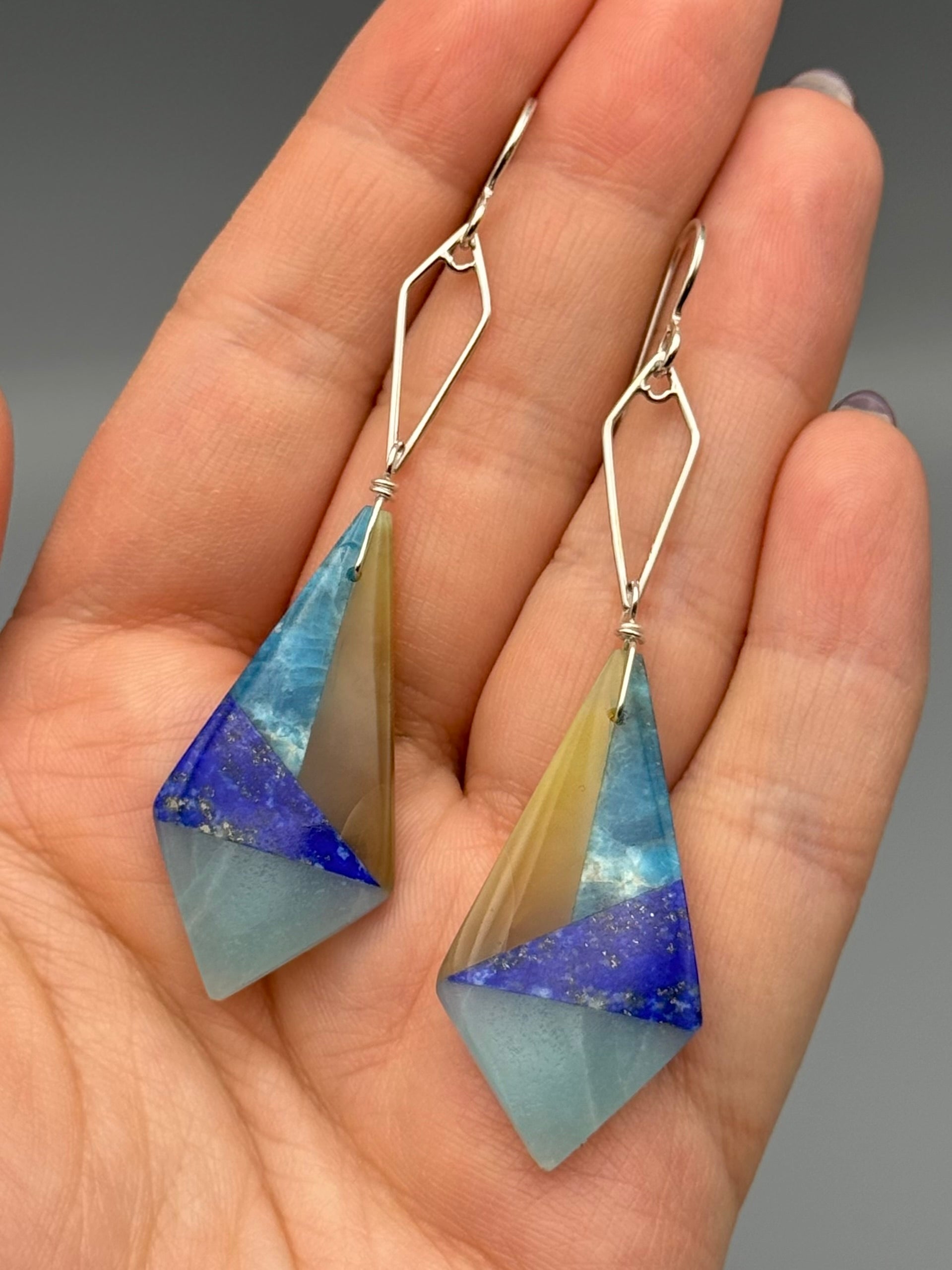 •KITE DUO• intarsia + silver earrings