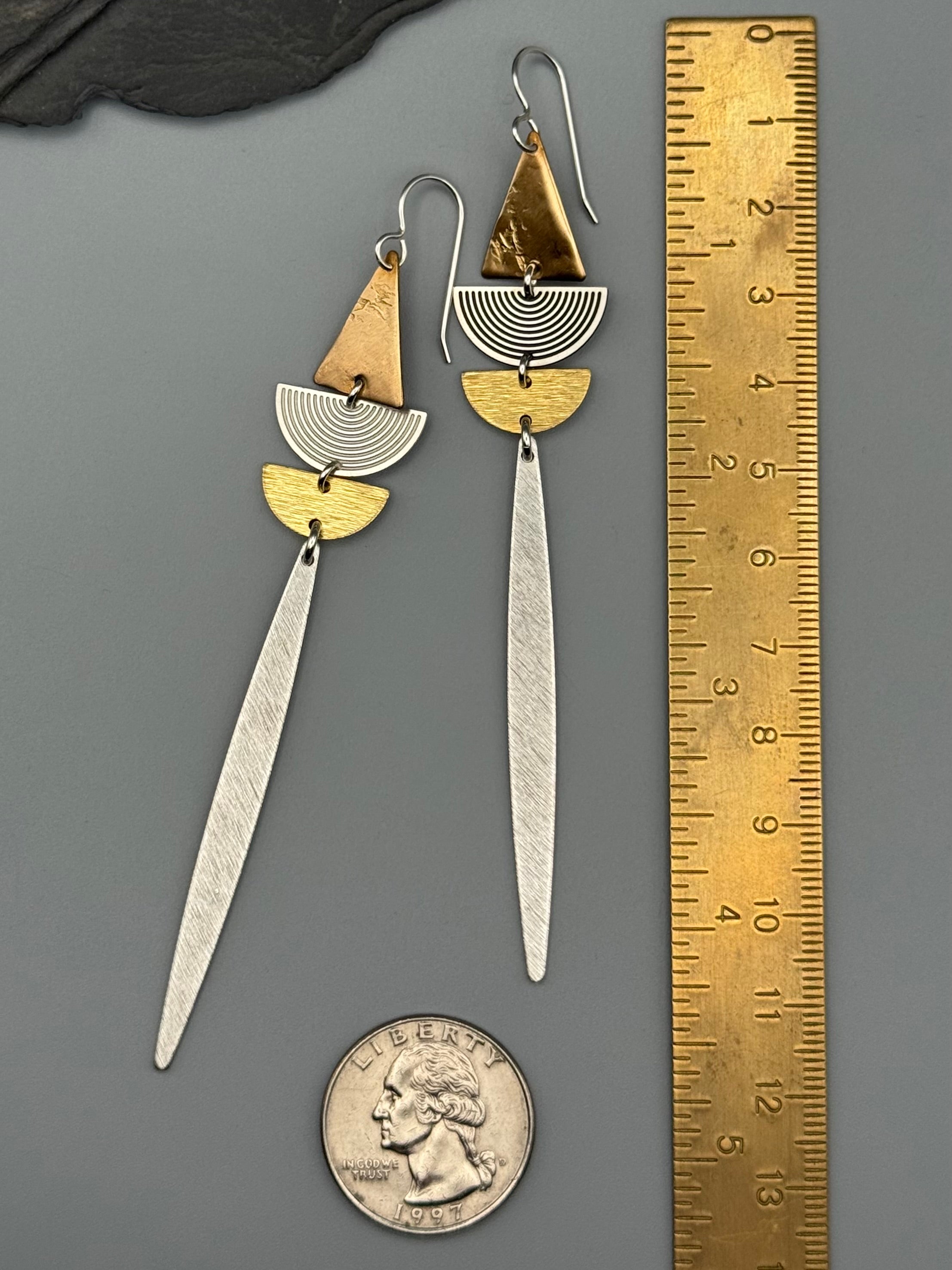 •SHAPE SHIFTER• mixed metal dangle earrings