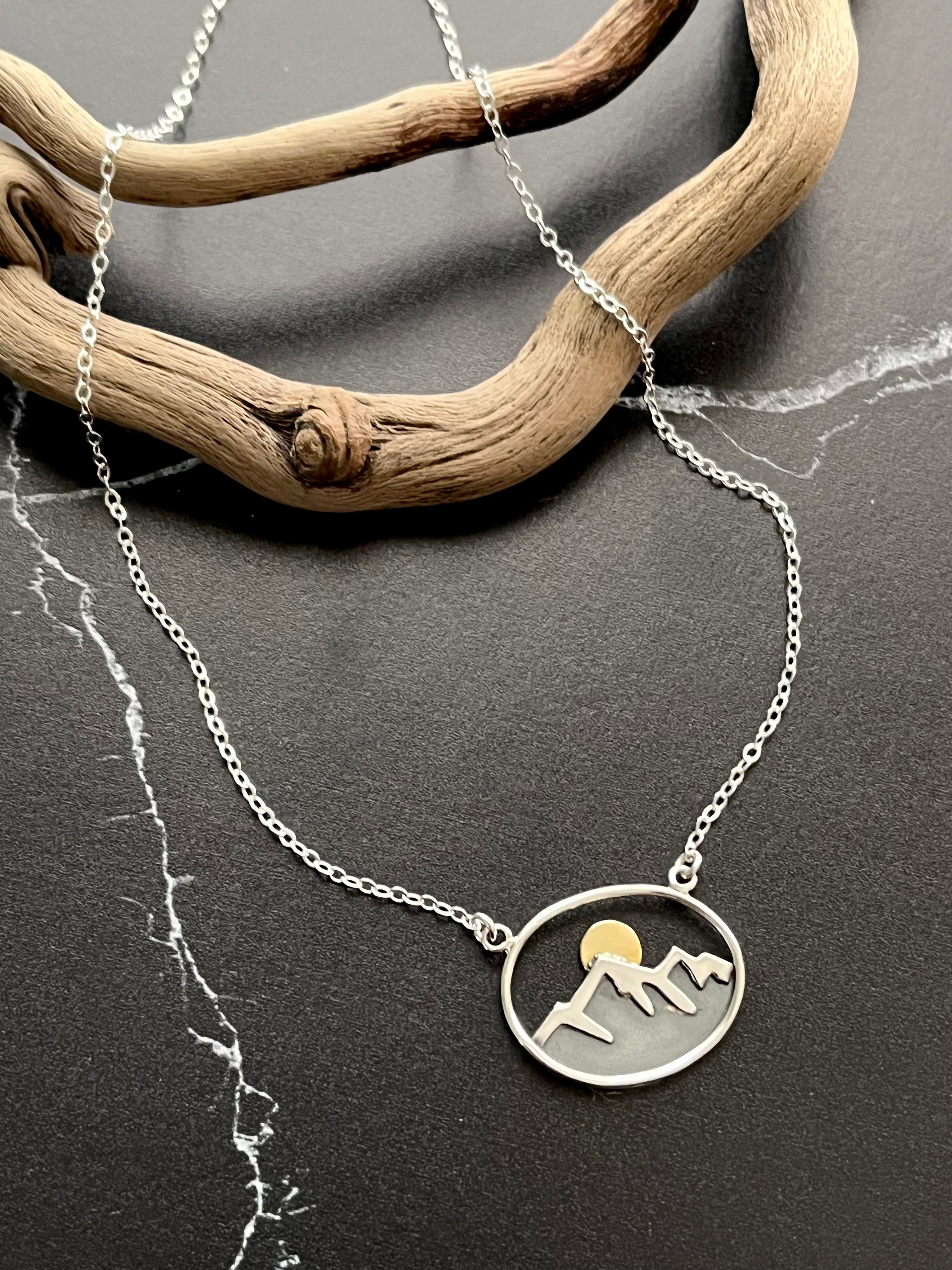 •BLUE RIDGE MOON• mixed metal necklace