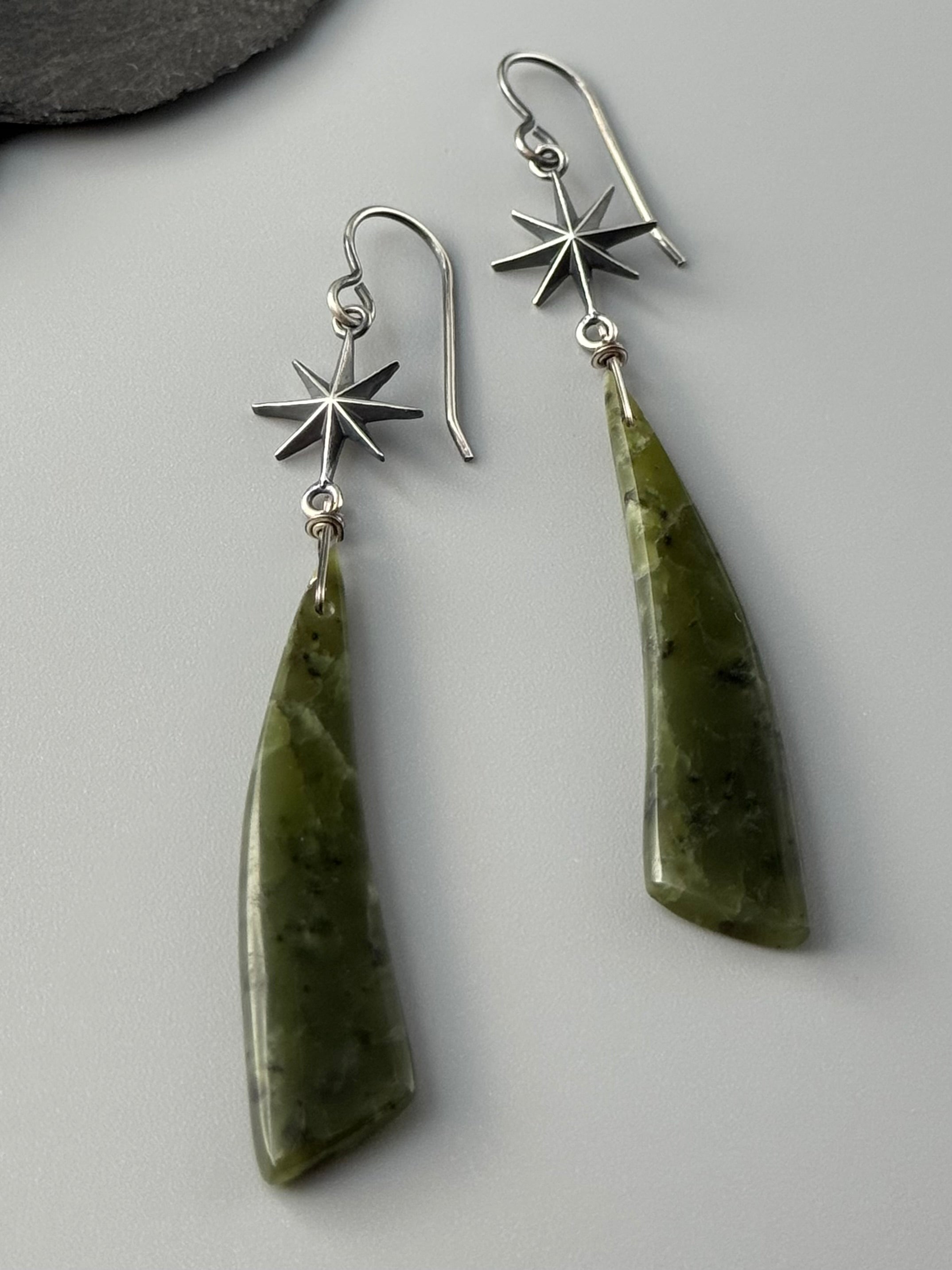 •STAR GAZE• chinese jade + silver earrings