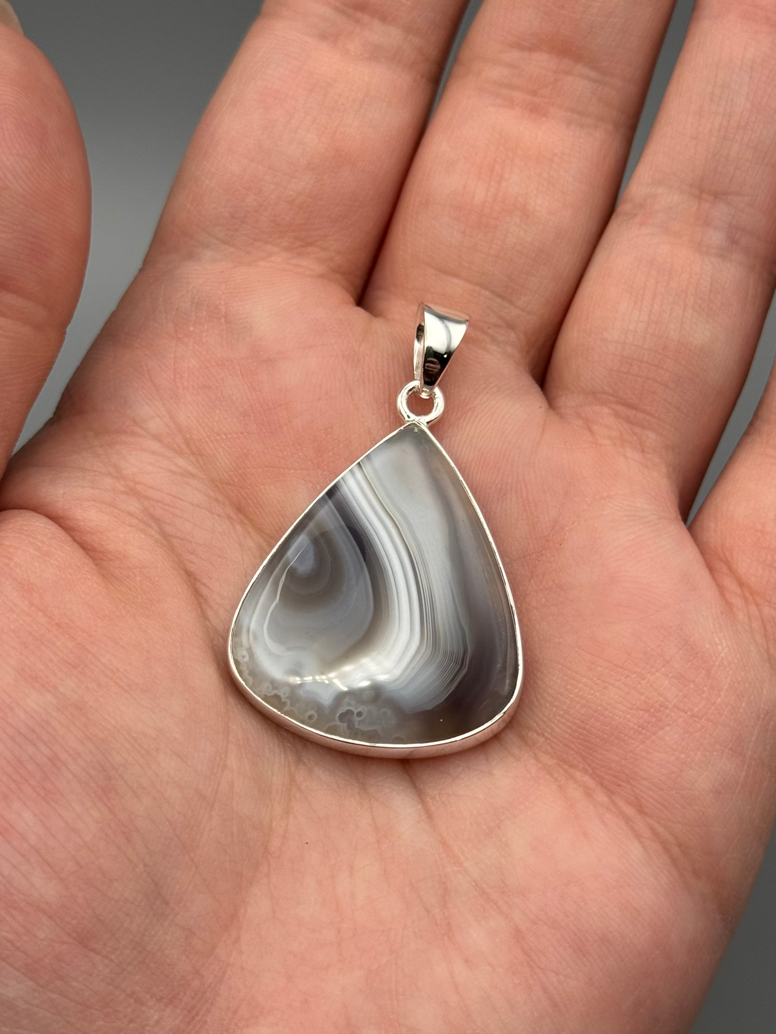 •BOTSWANA AGATE - TEAR• sterling silver pendant