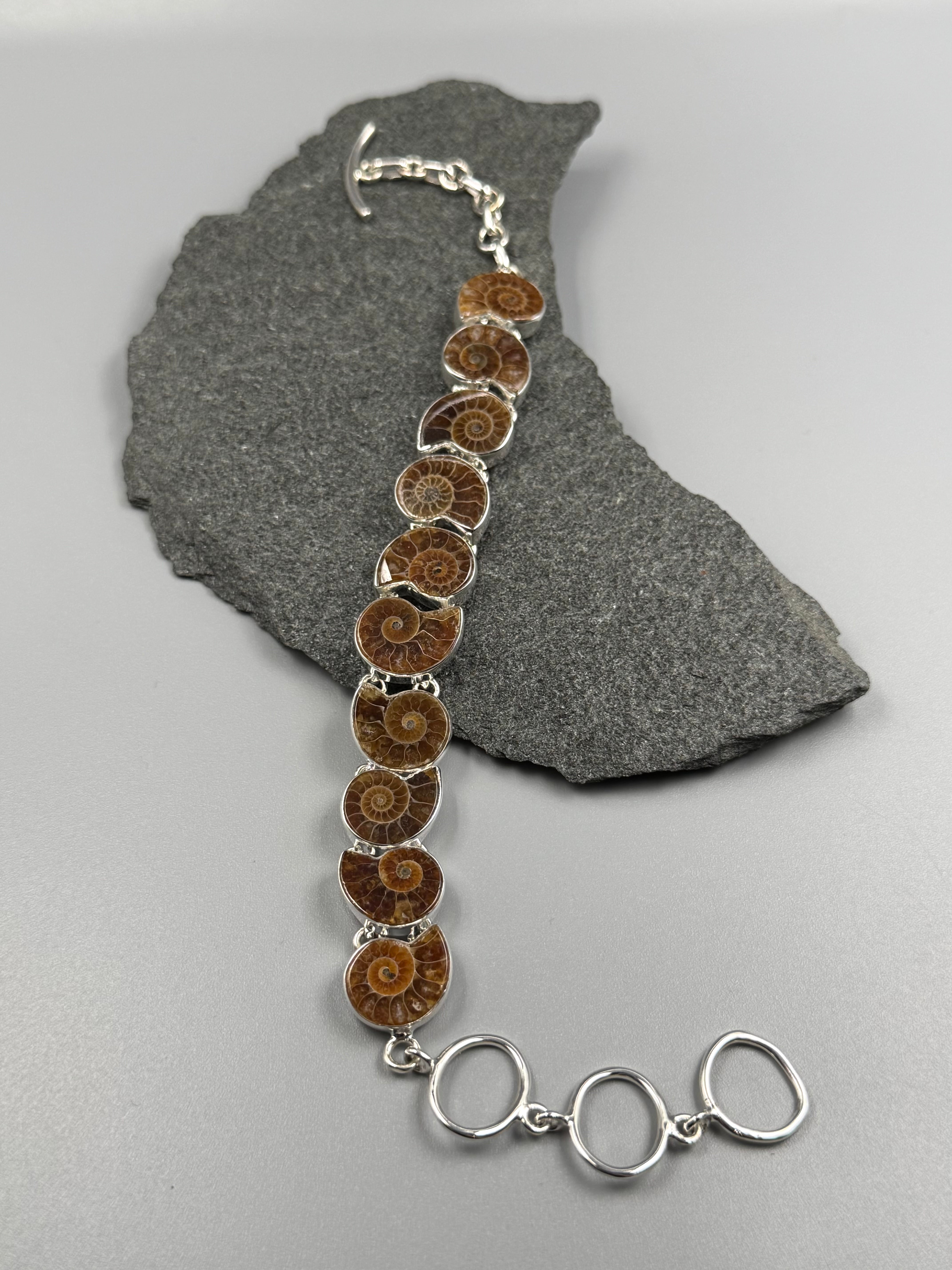 •AMMONITE• linked silver bracelet (7" - 8.5")