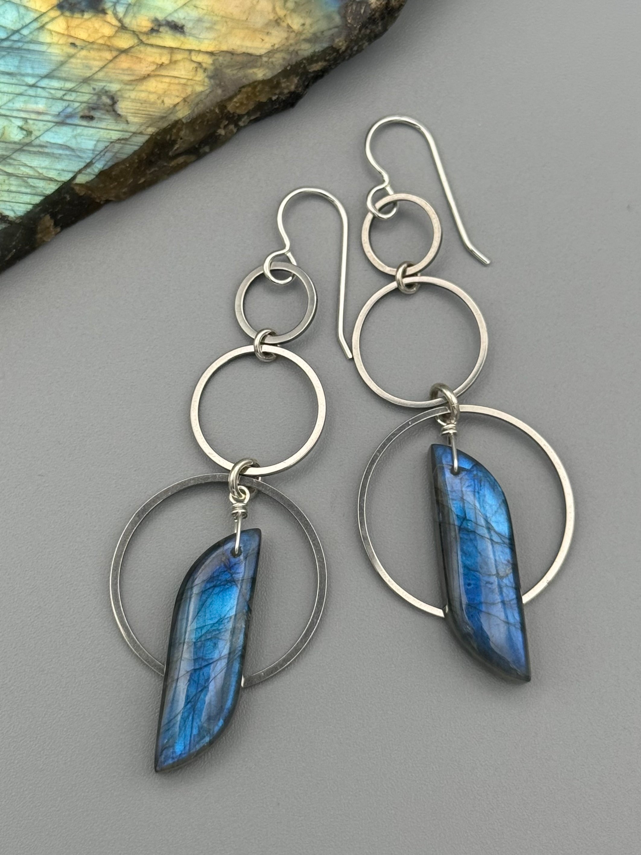 •6 OF CUPS• labradorite partridge + silver earrings