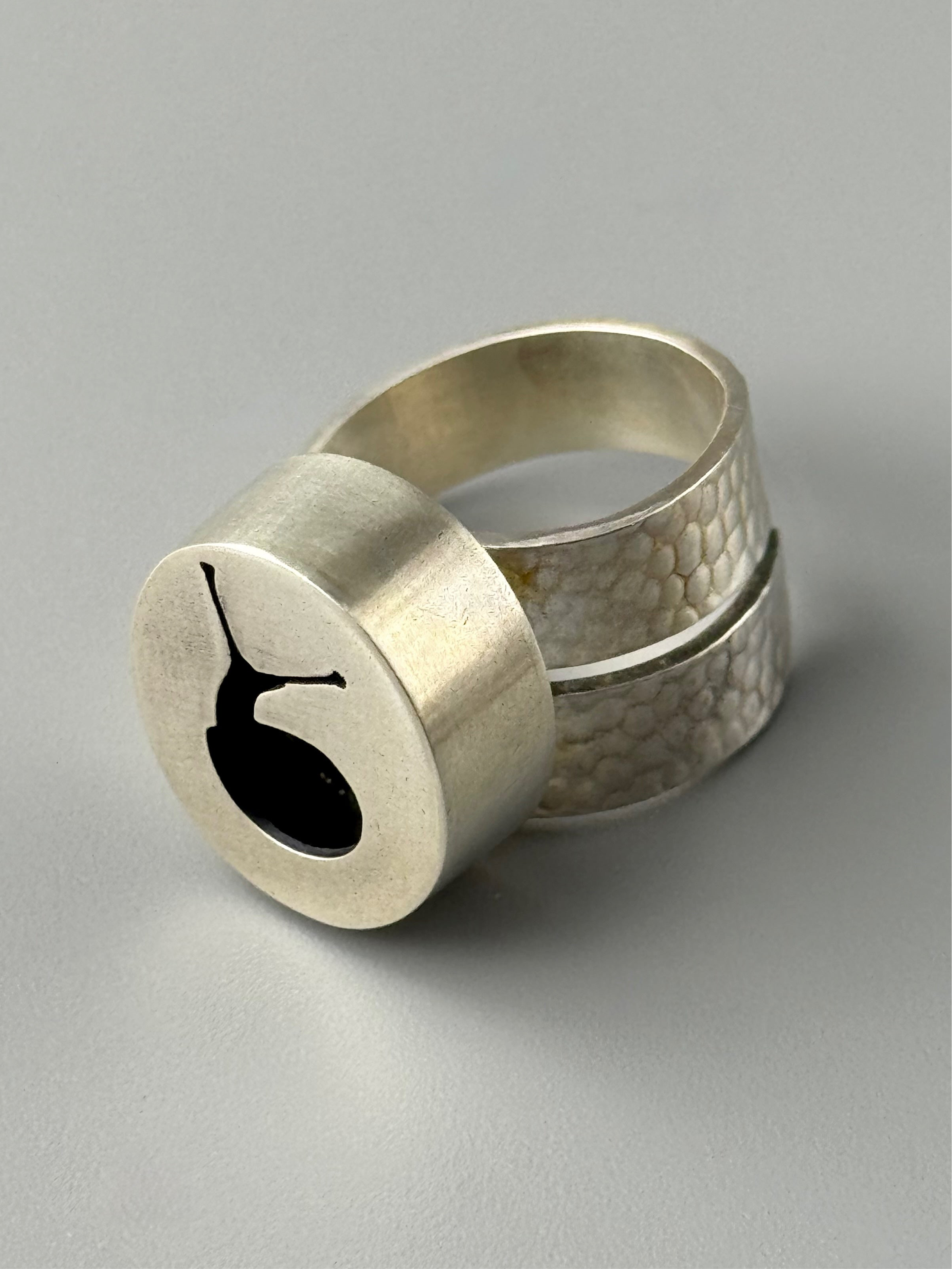 •SNAILED IT• silver snail shadowbox adjustable ring