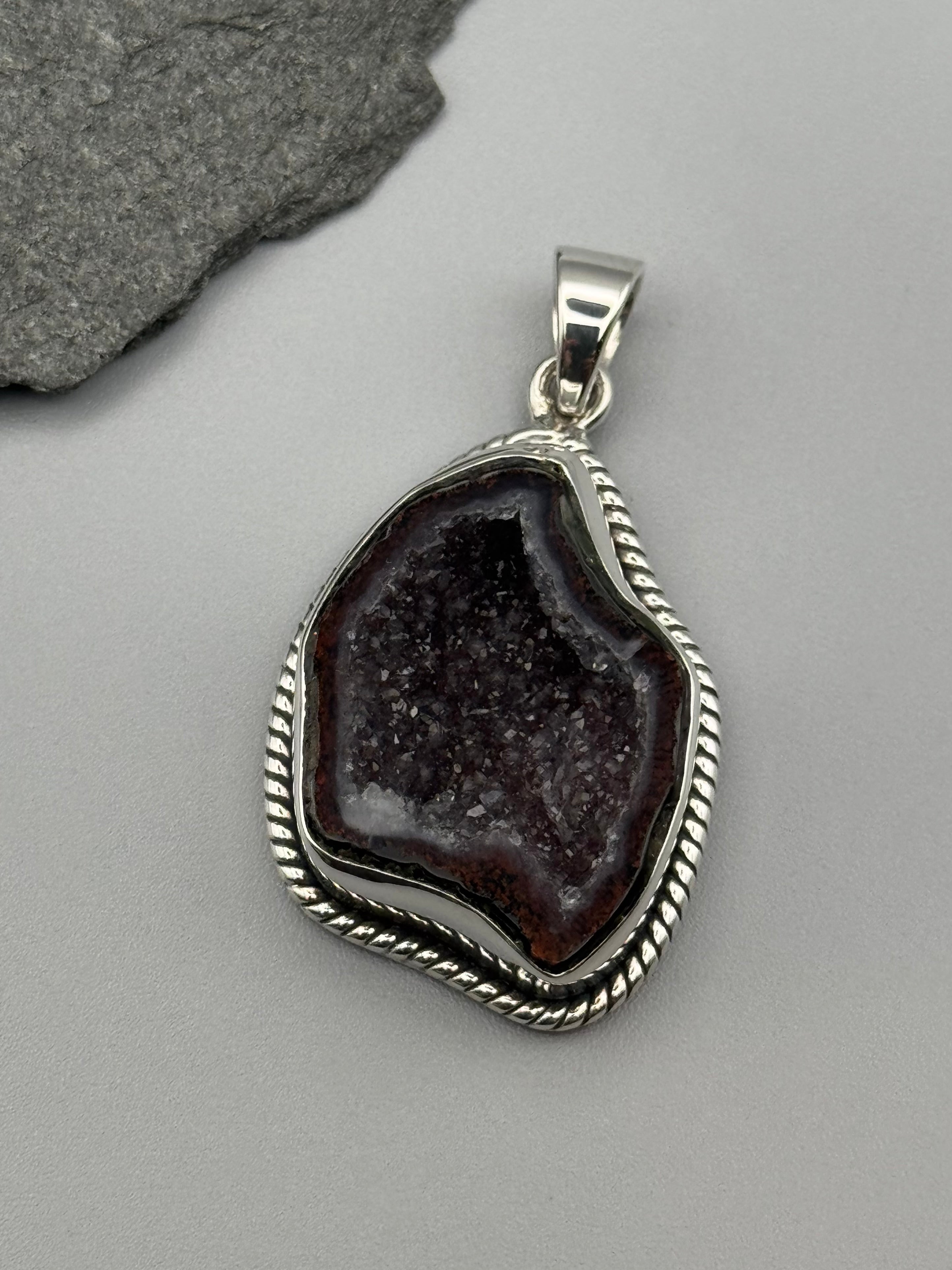 •COCONUT DRUZY - TWINE• sterling silver pendant