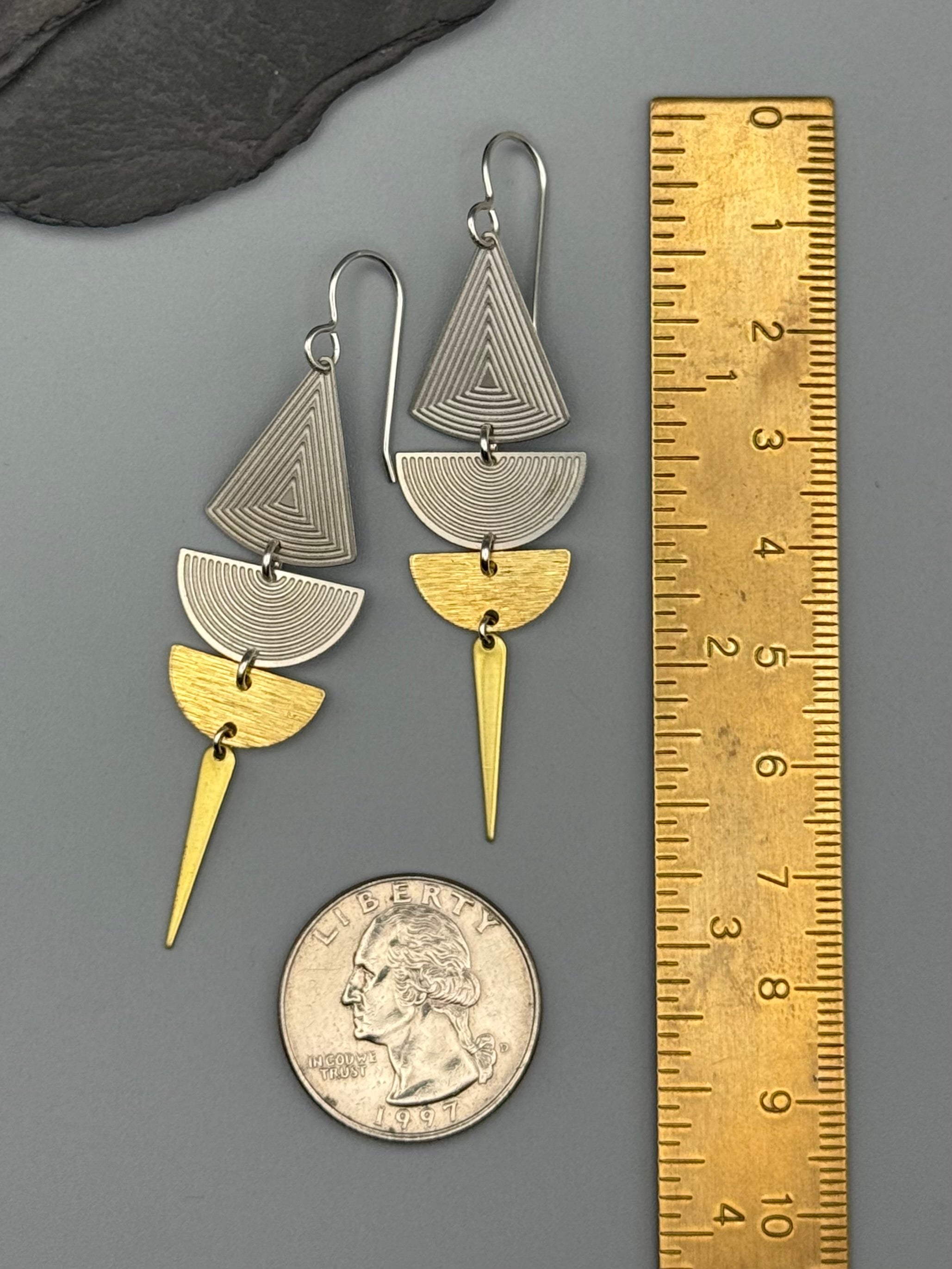 •SHAPE SHIFTER• mixed metal dangle earrings