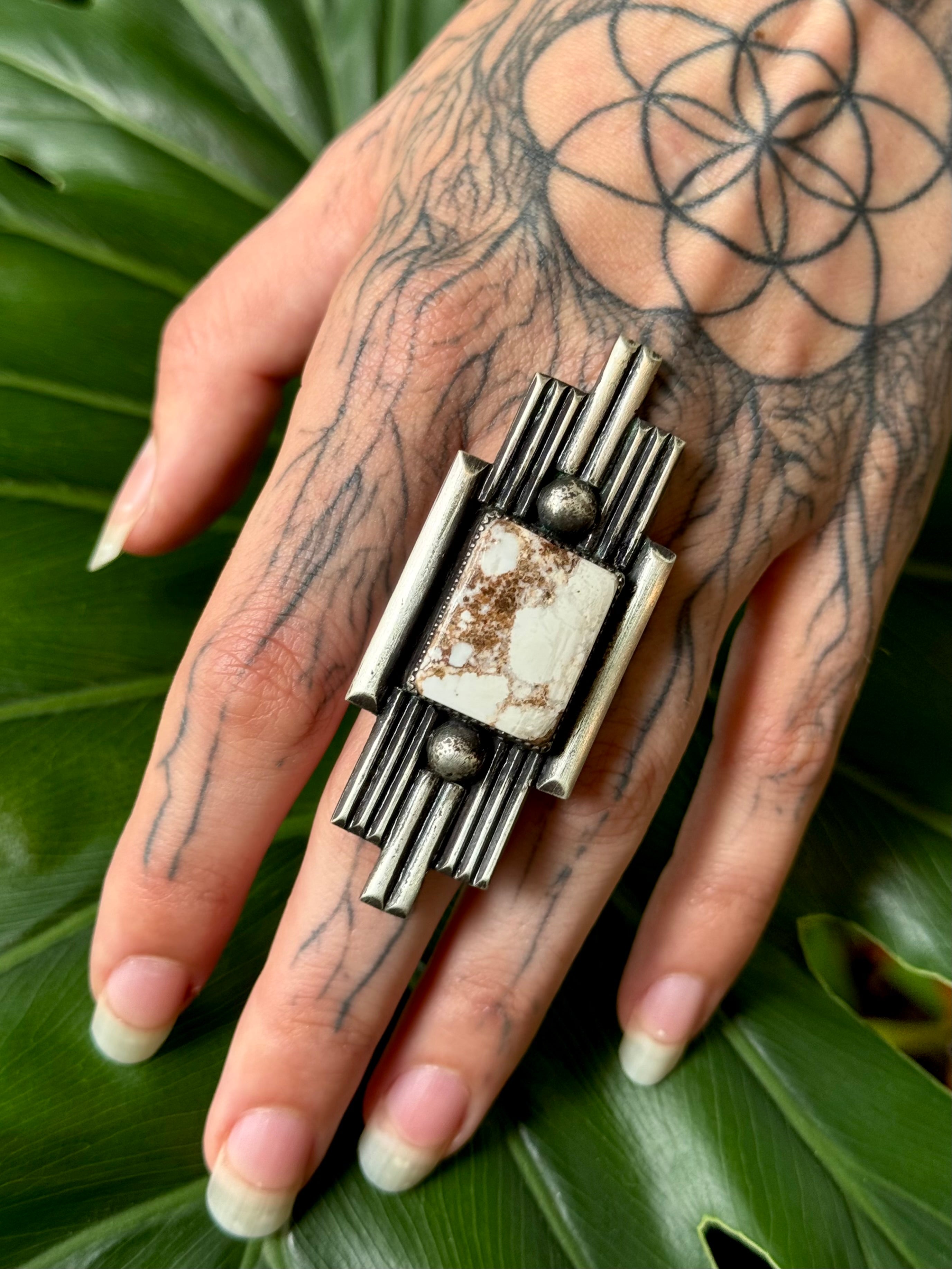 •EPOQUE• wild horse jasper + silver ring (size 8.5)