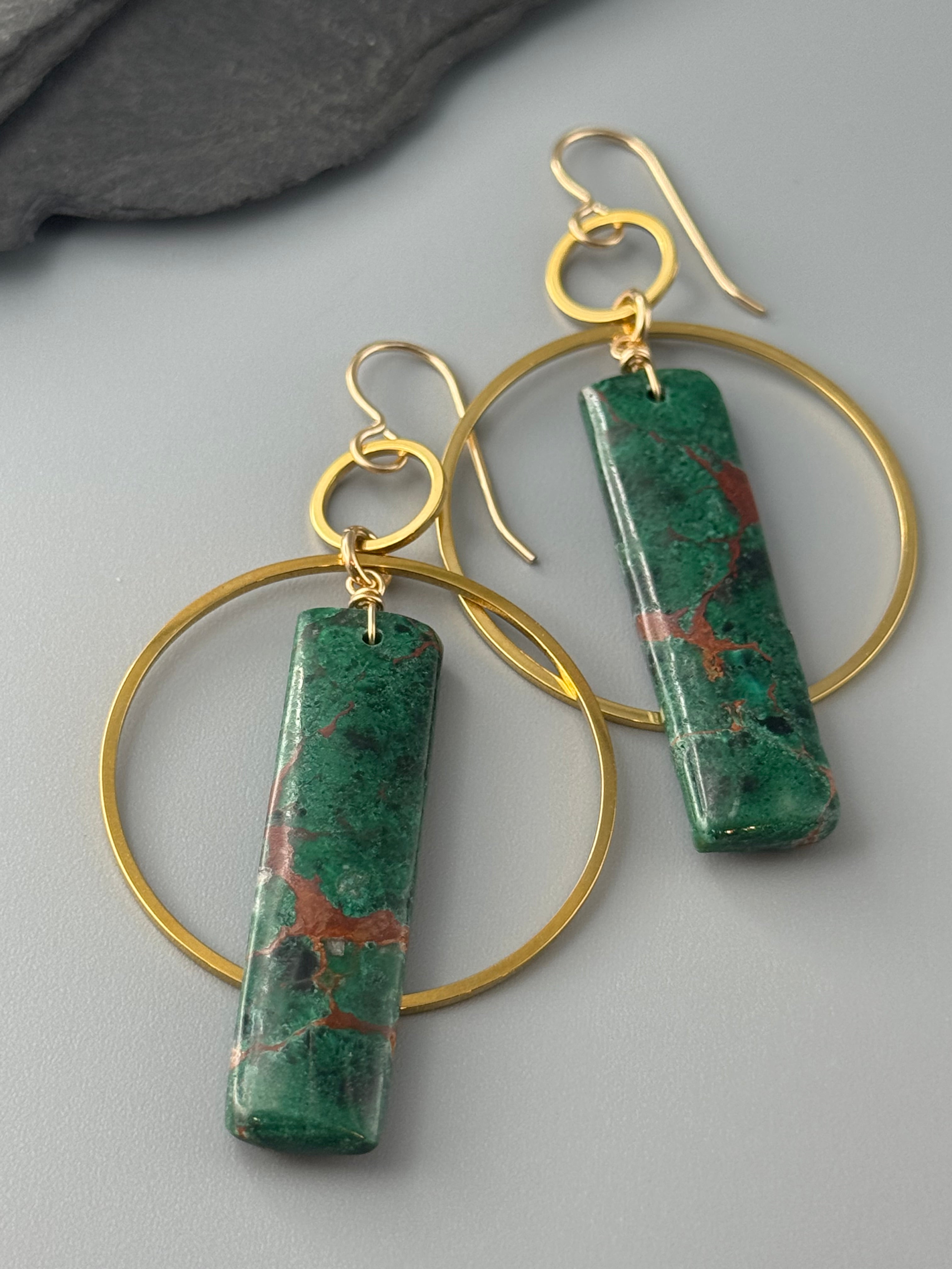 •EQUA-ORBIT• congolese malachite + gold earrings