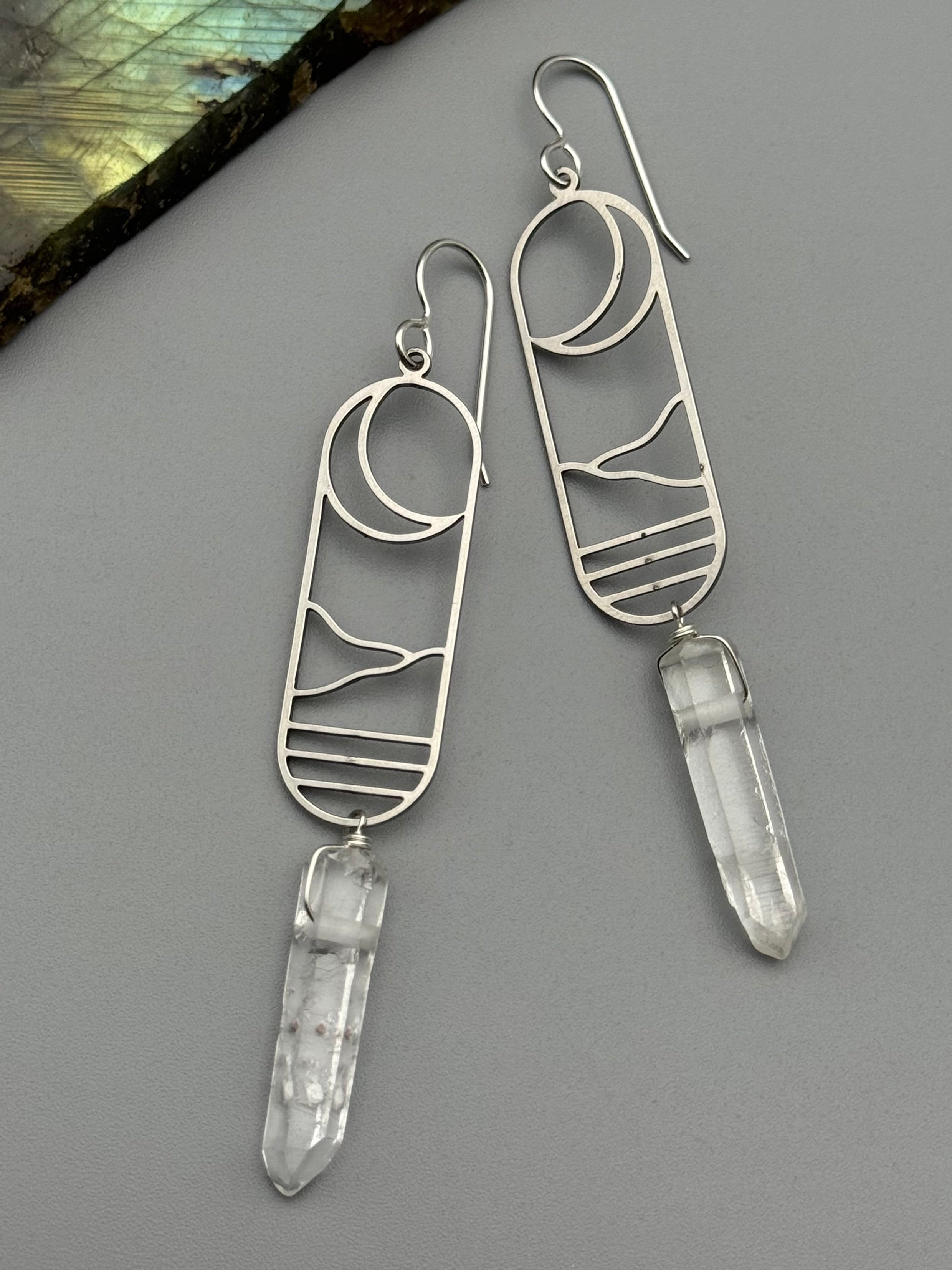 •CRESCENT COVE• quartz point + silver earrings
