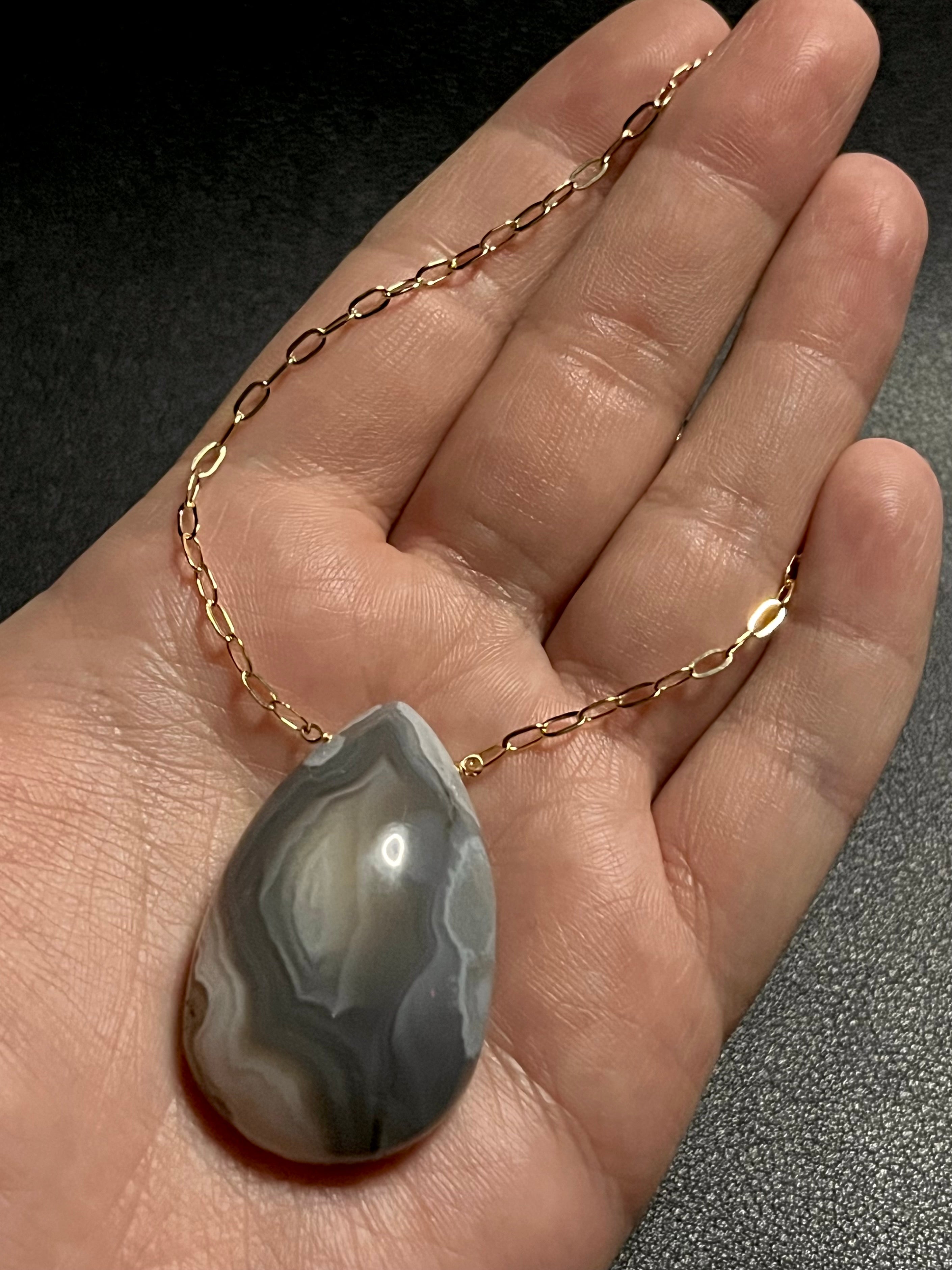 •AEON• botswana agate + gold necklace (18"-20")