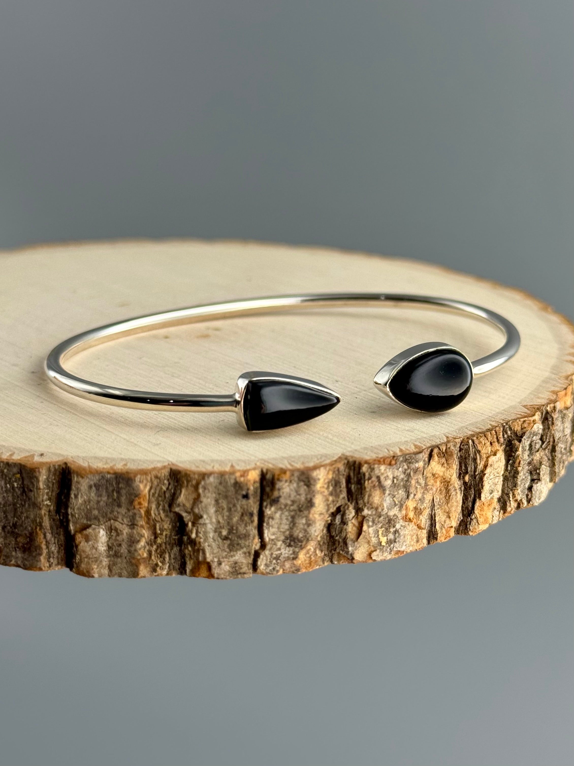 •FANG + TEAR• onyx + silver twist-on cuff bracelet