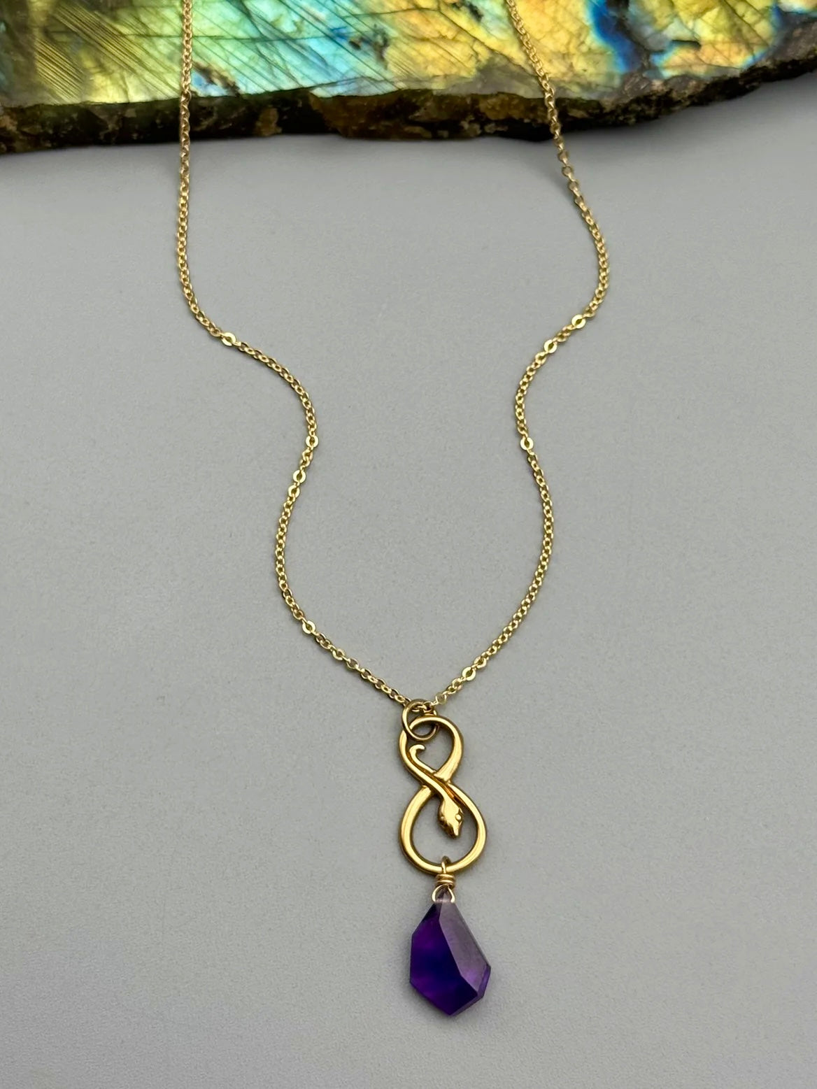 •NĀGA• amethyst + gold necklace (18"-20" long)