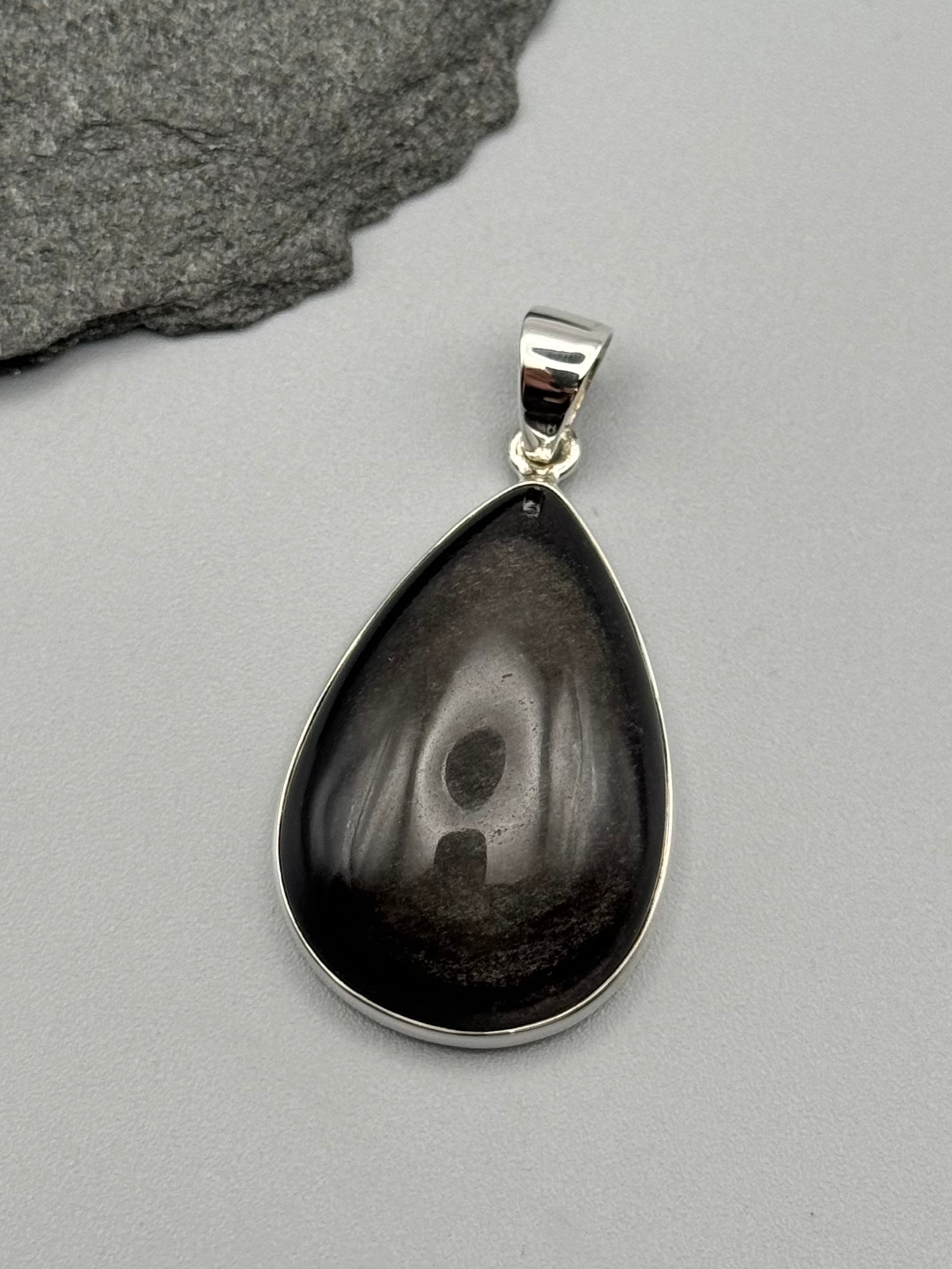 •GOLD SHEEN OBSIDIAN - TEAR• sterling silver pendant