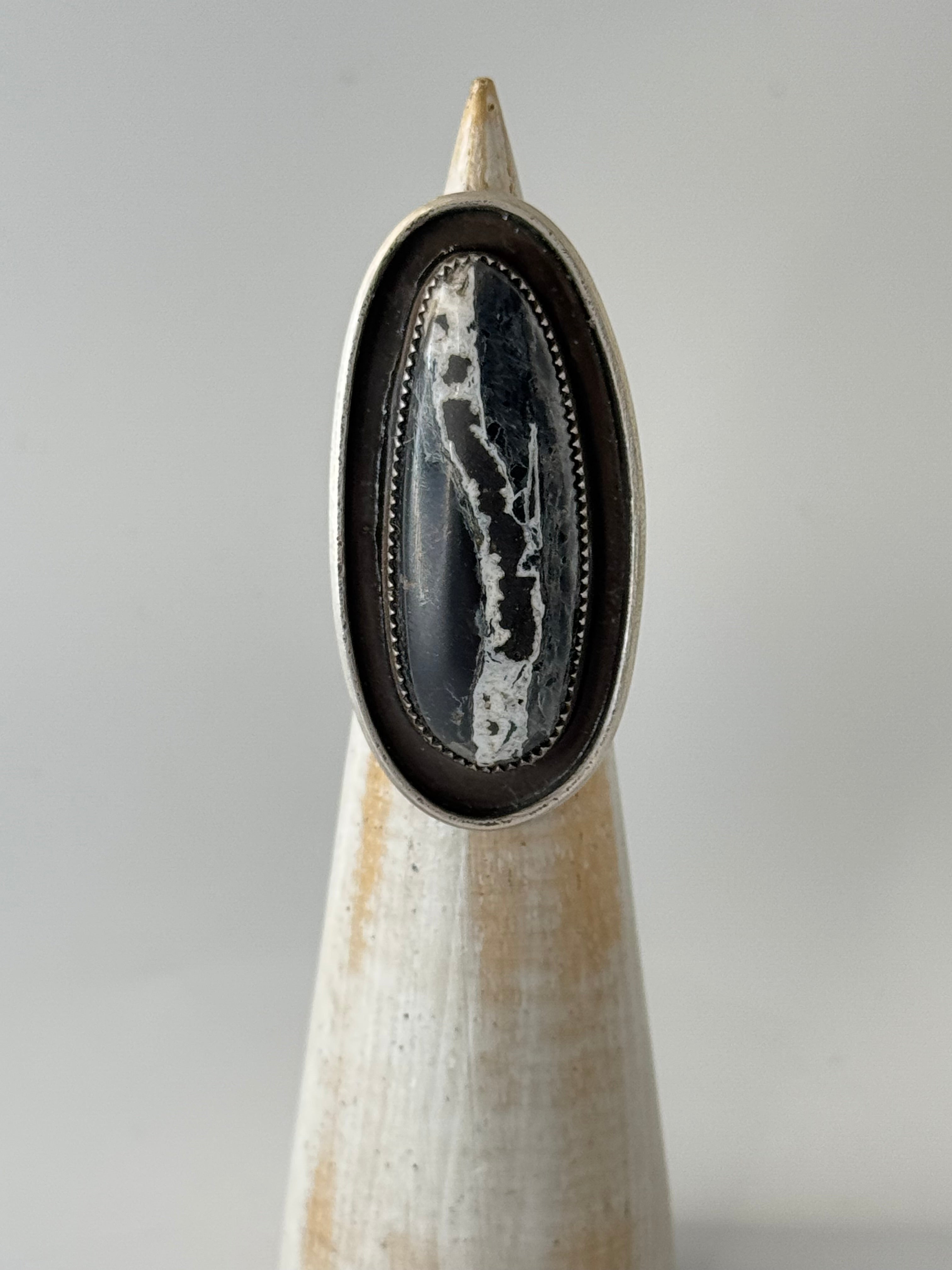 •LAGOON• white buffalo + silver ring (size 7.25)