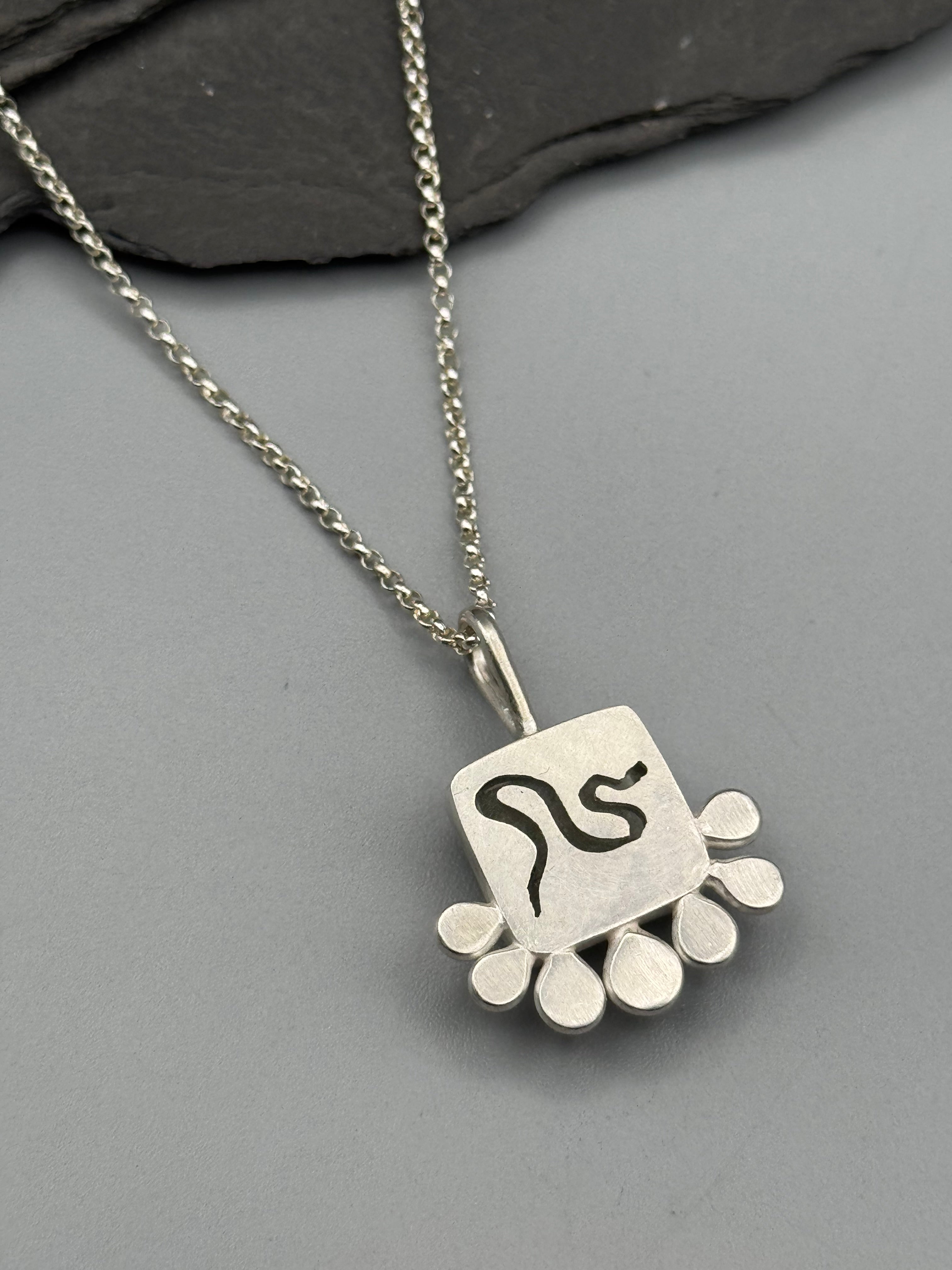 •LIL’ POLLINATOR• prehnite square + silver necklace (18" - 21" long)