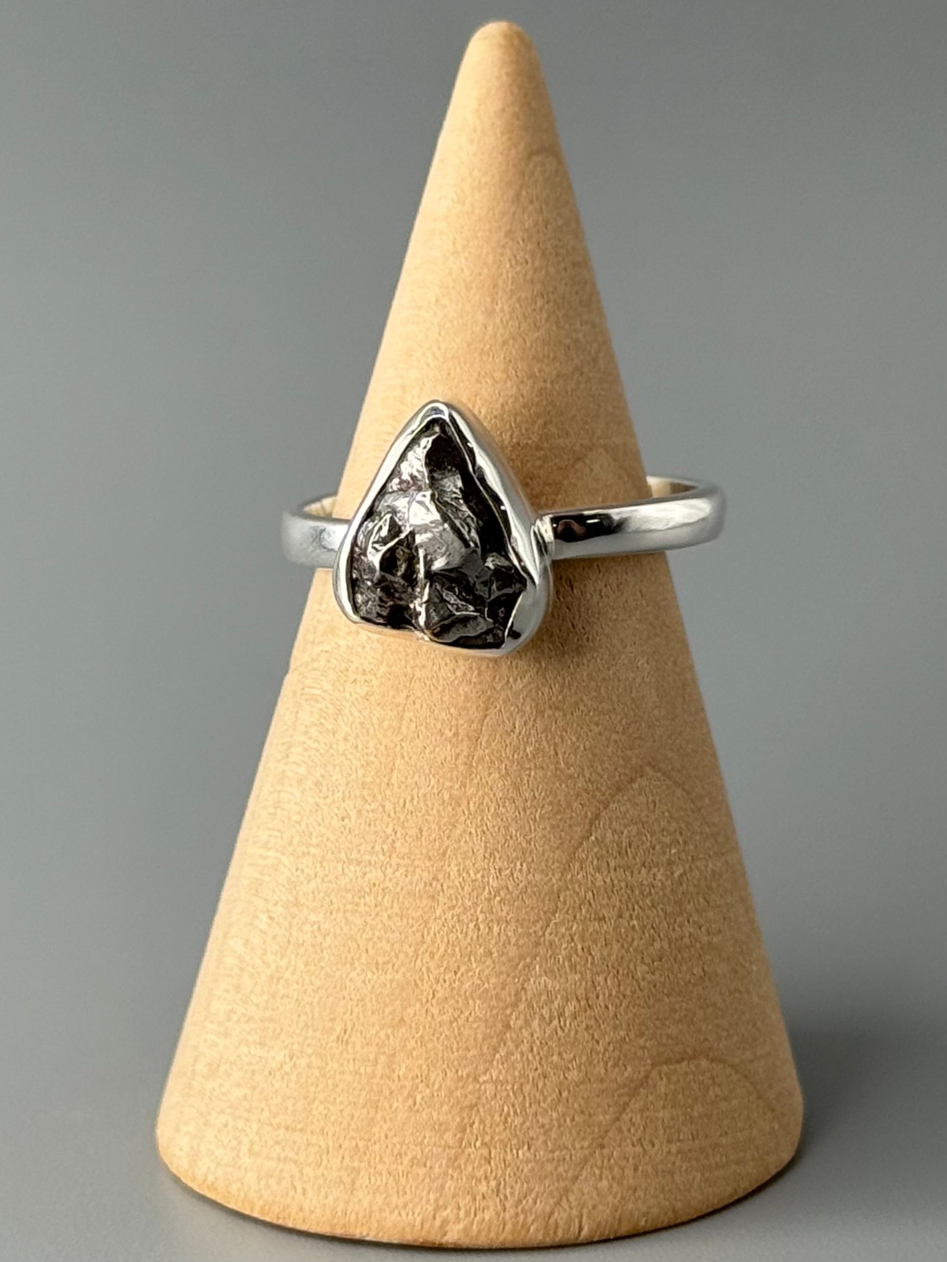 •METEORITE - FREEFORM - 1• simple bezel silver ring (various sizes)