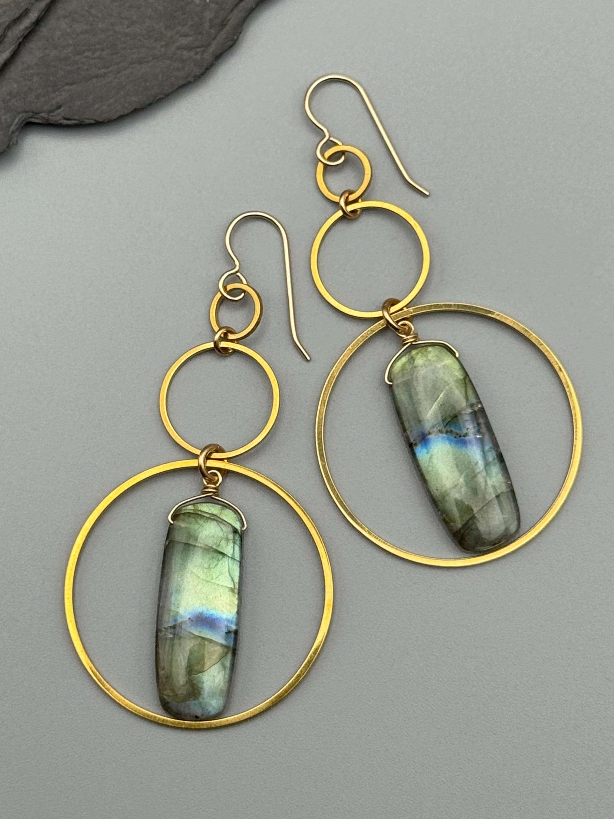 •6 OF CUPS• labradorite + gold earrings