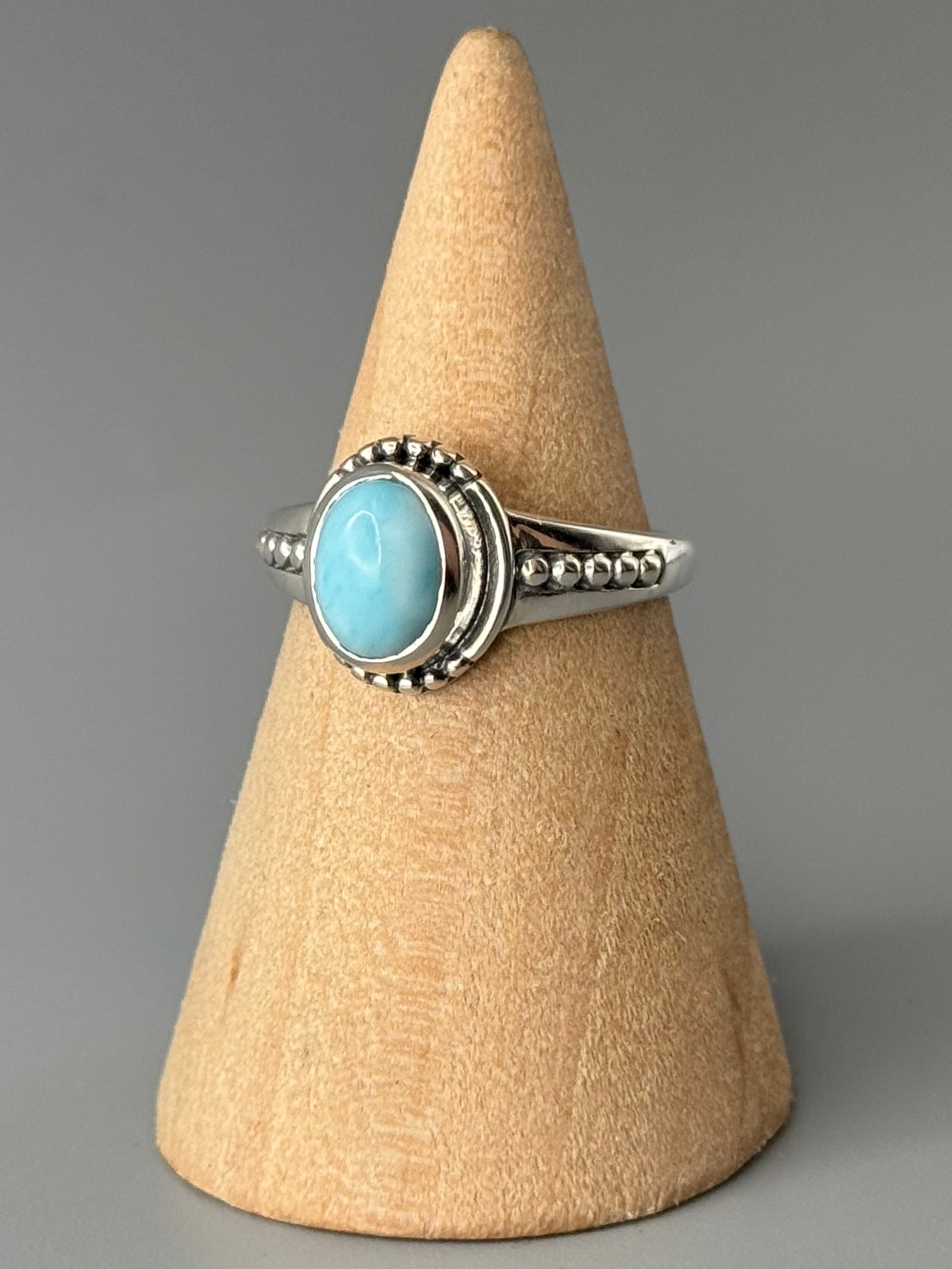 •LARIMAR OVAL - ADORNED• sterling silver ring (size 7)