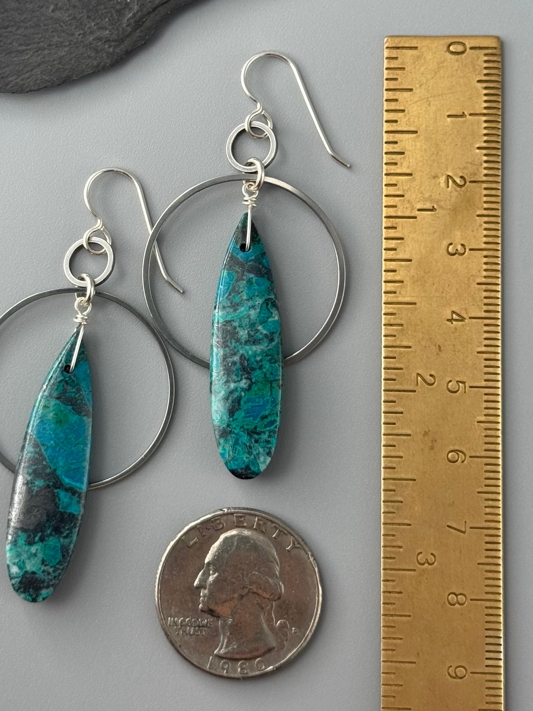 •EQUA-ORBIT• chrysocolla + silver earrings
