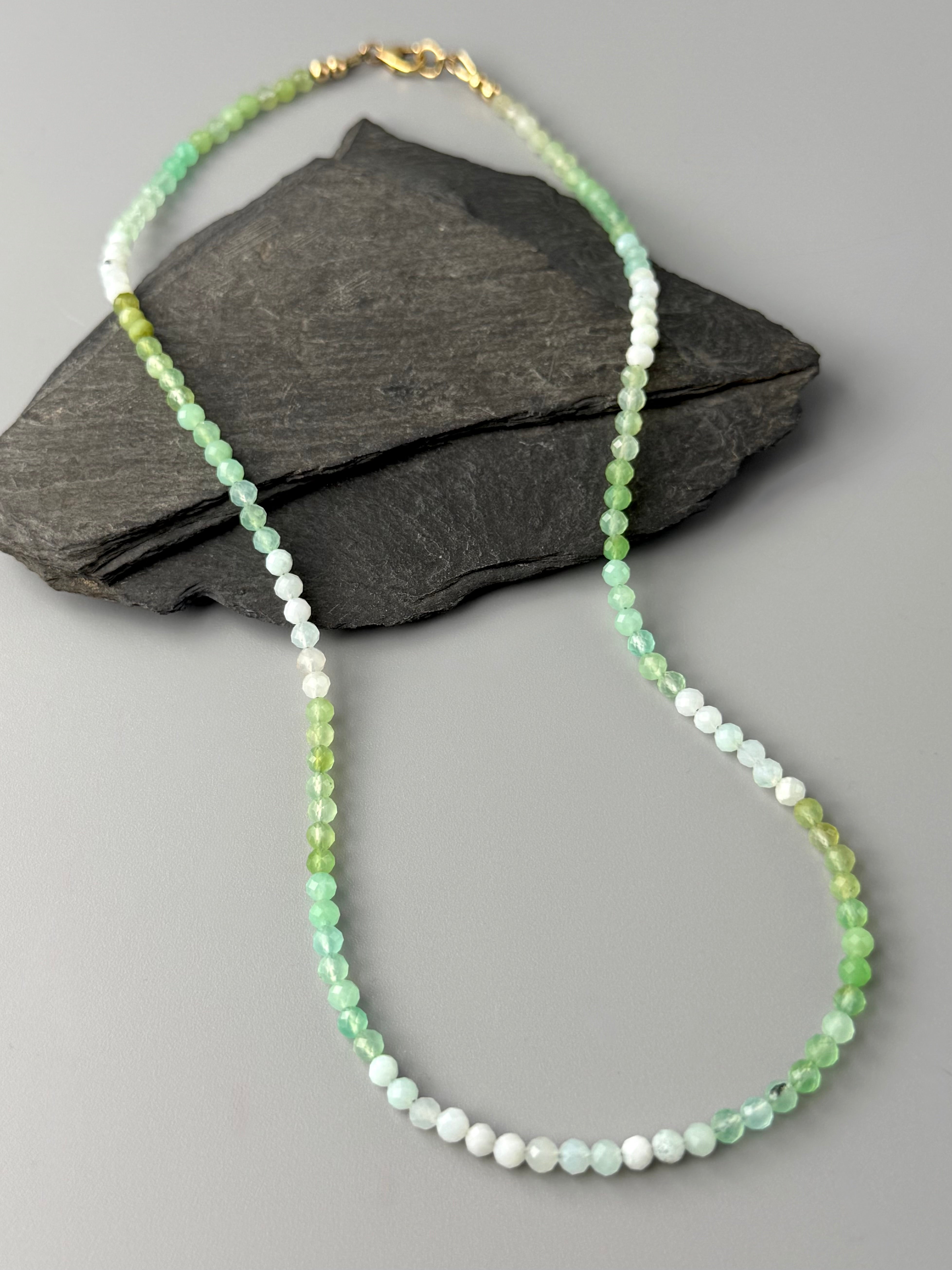 •STRAND• australian chrysoprase + gold beaded necklace (16.5" long)