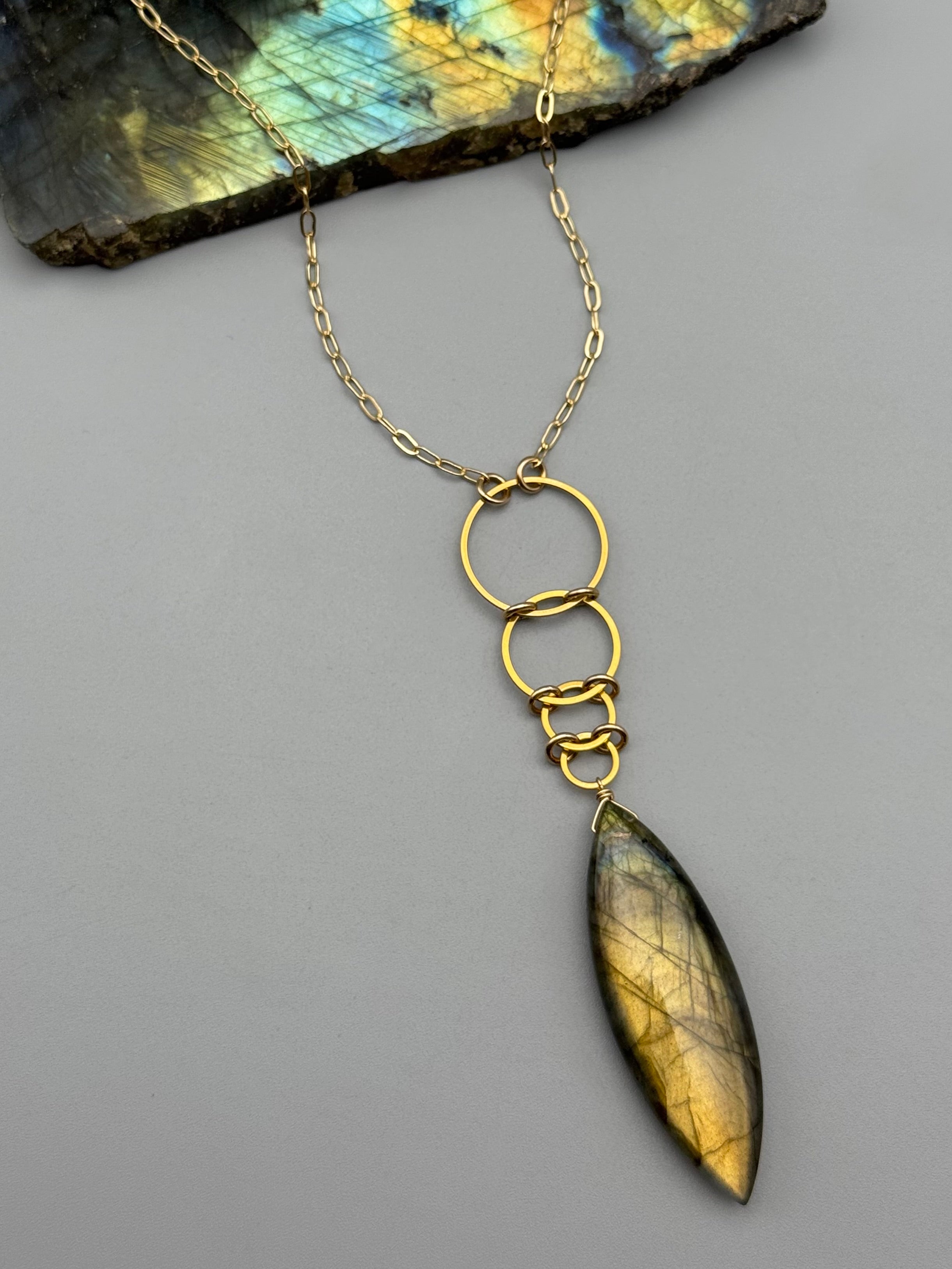 •EOWYN• labradorite + gold necklace (28"-30" long)