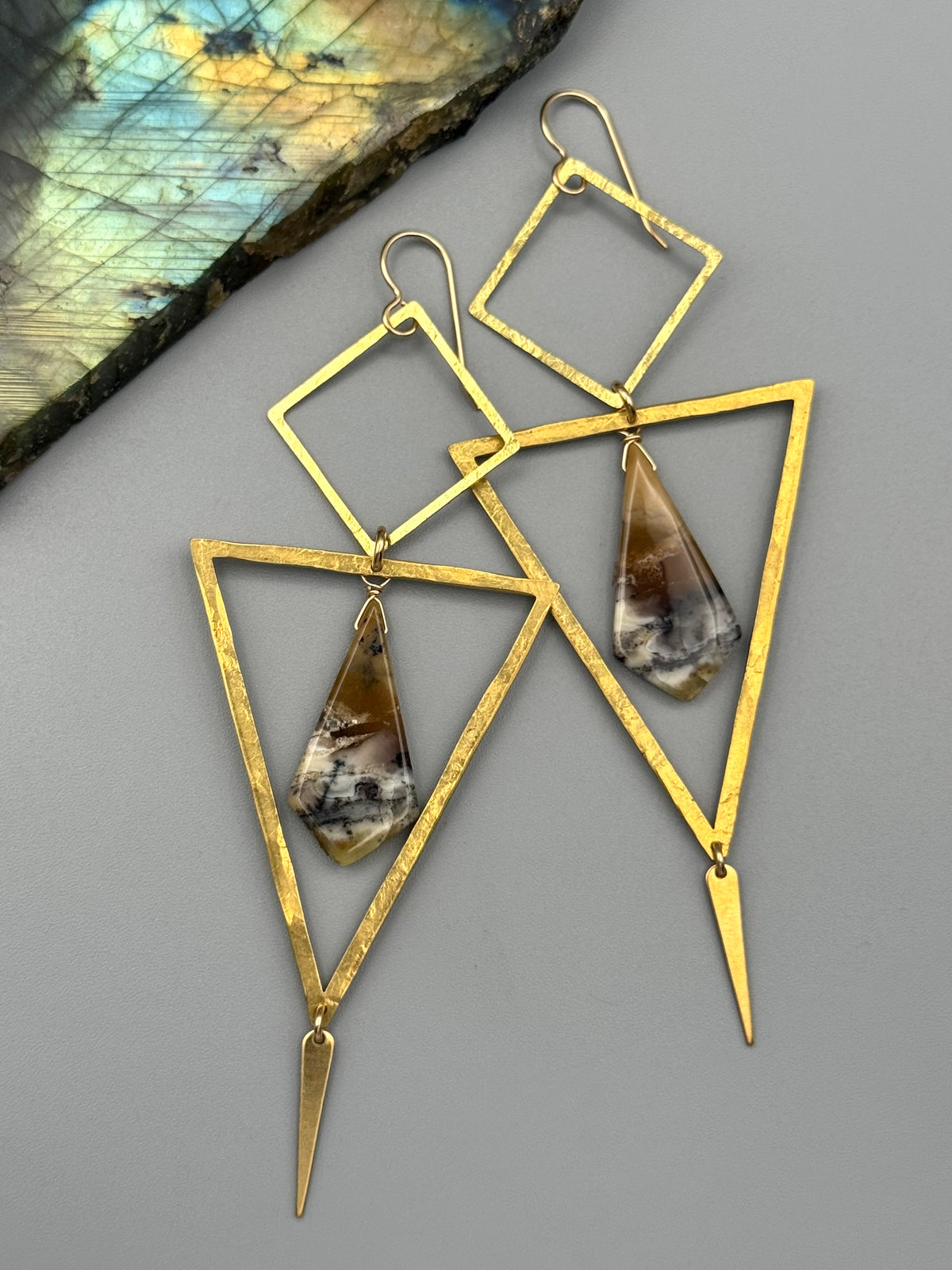•YIELDING• dendritic opal kite + gold earrings