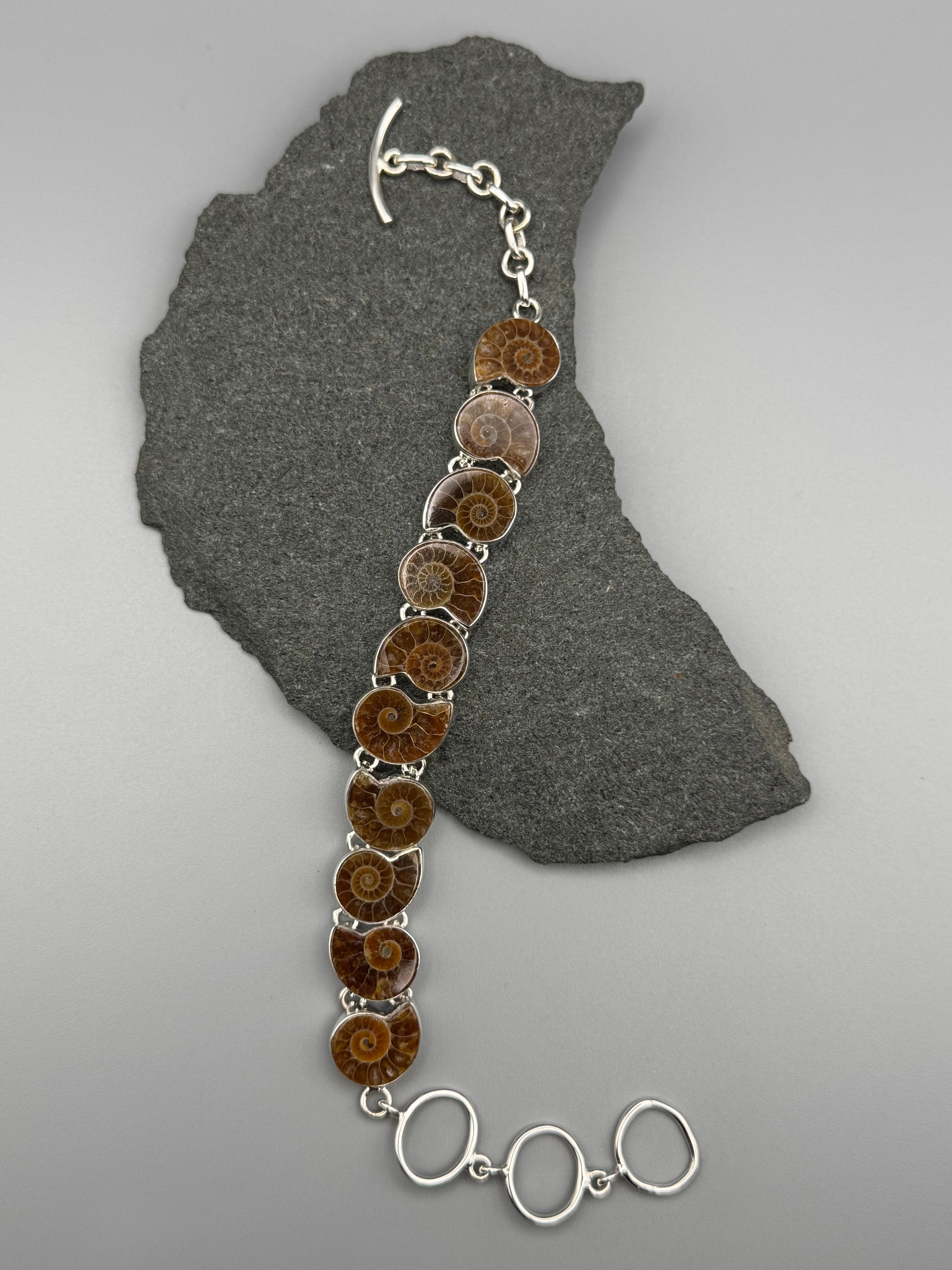 •AMMONITE• linked silver bracelet (7" - 8.5")