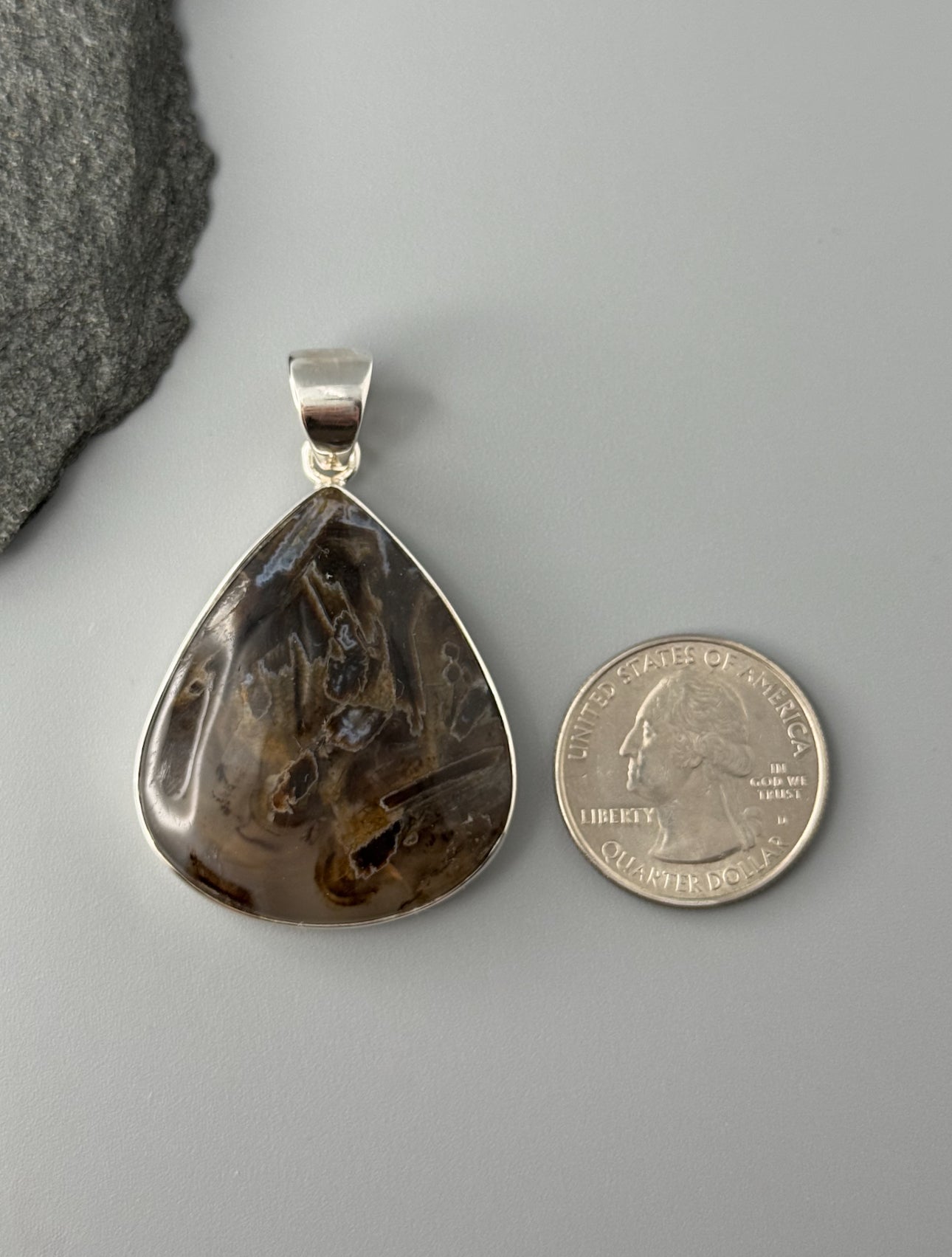 •STICK AGATE - TEARDROP• sterling silver pendant