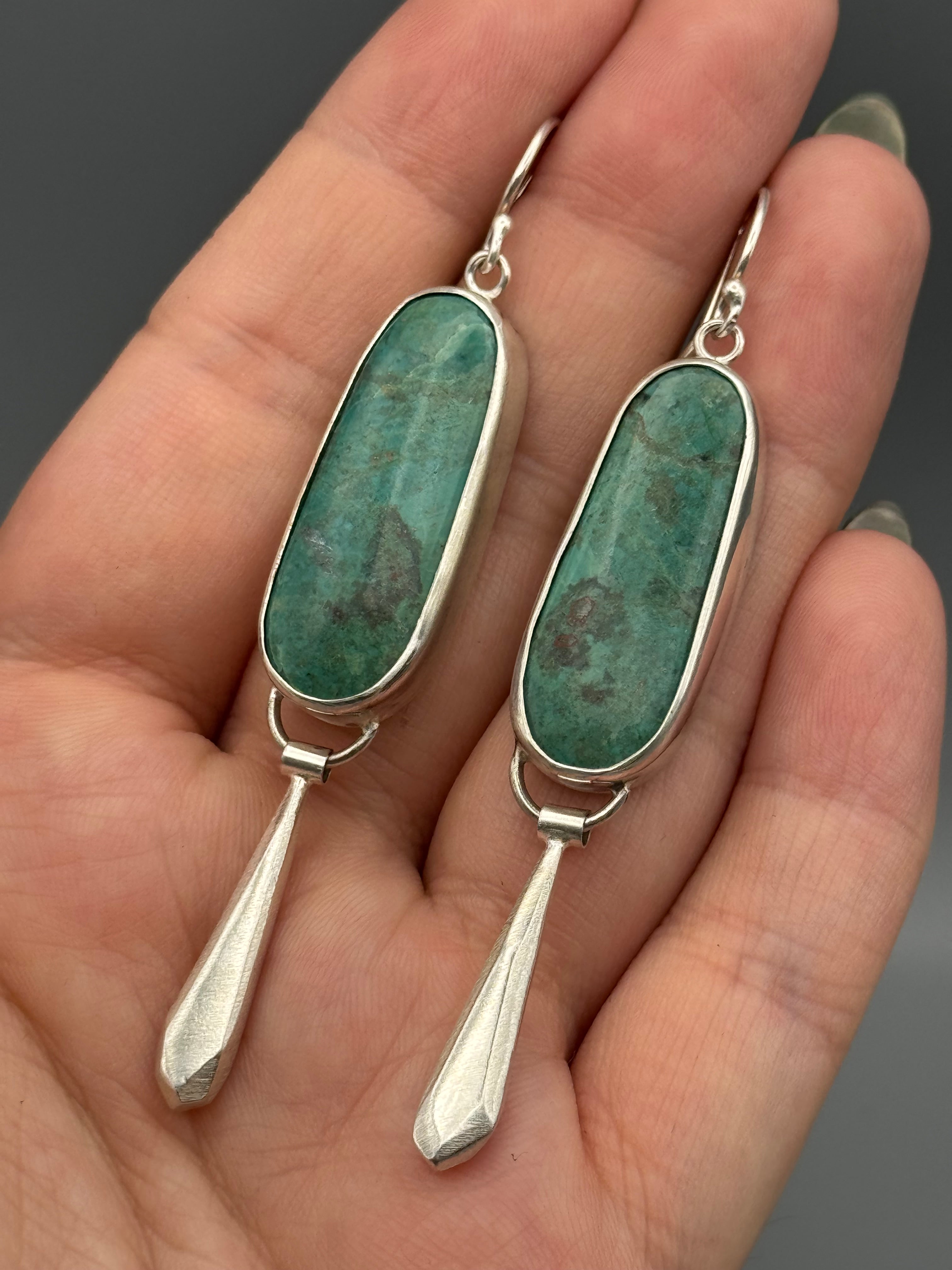 •DAGGER DROP• chrysocolla + silver dangle earrings