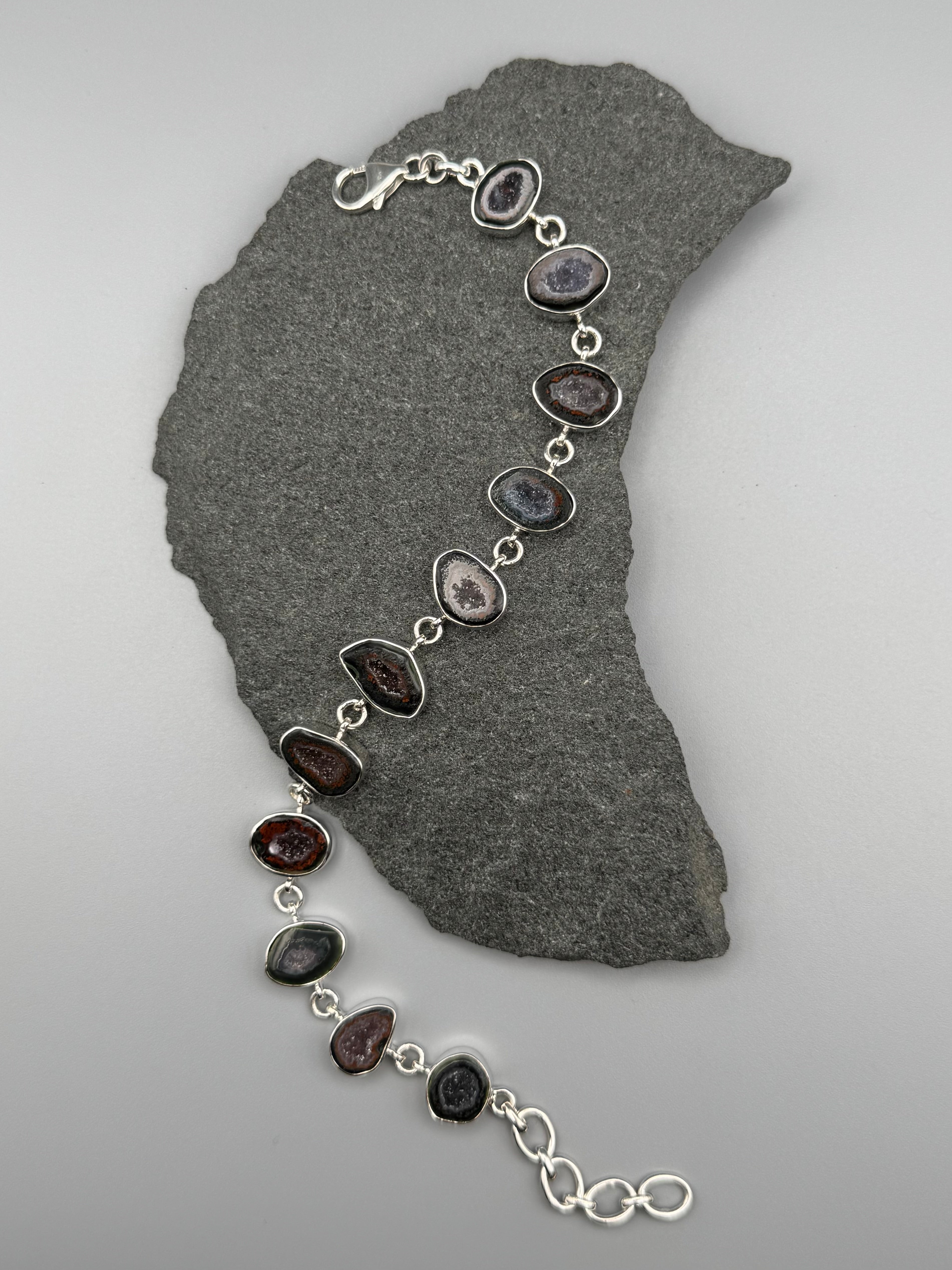 •COCONUT DRUZY• linked silver bracelet (8" - 9.25")