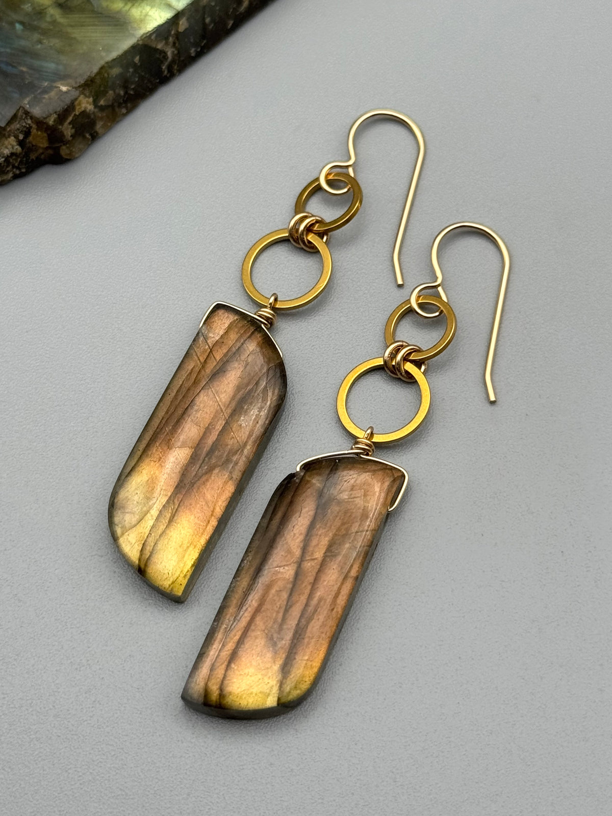 •FOUR OF CUPS• golden labradorite partridge + gold earrings
