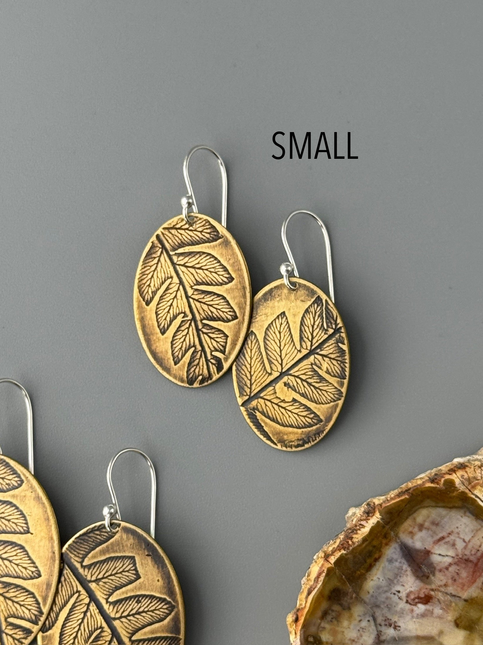 •FERN OVOID• mixed metal dangle earrings