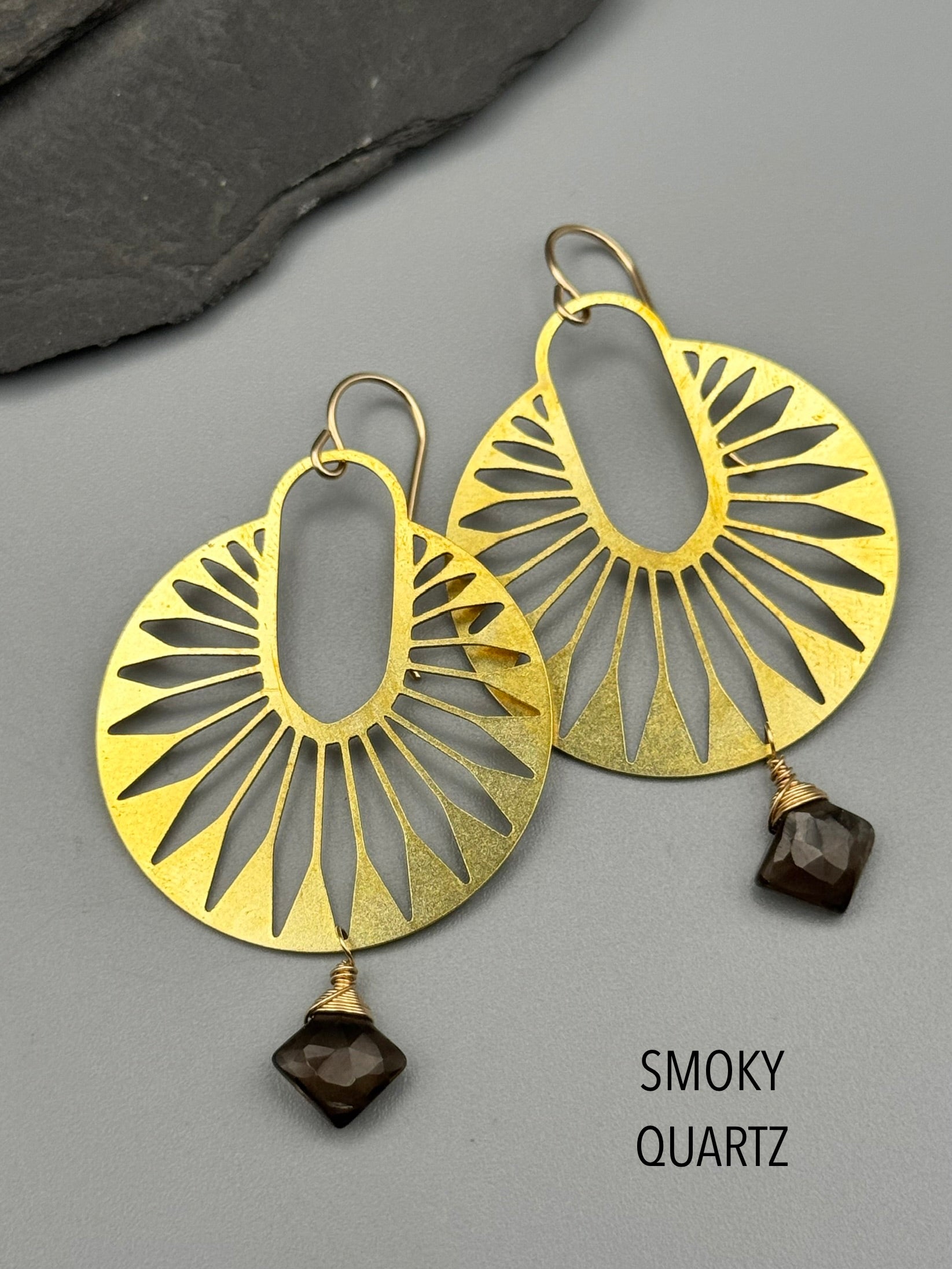 •DECO PALMS• gold earrings (various stones)
