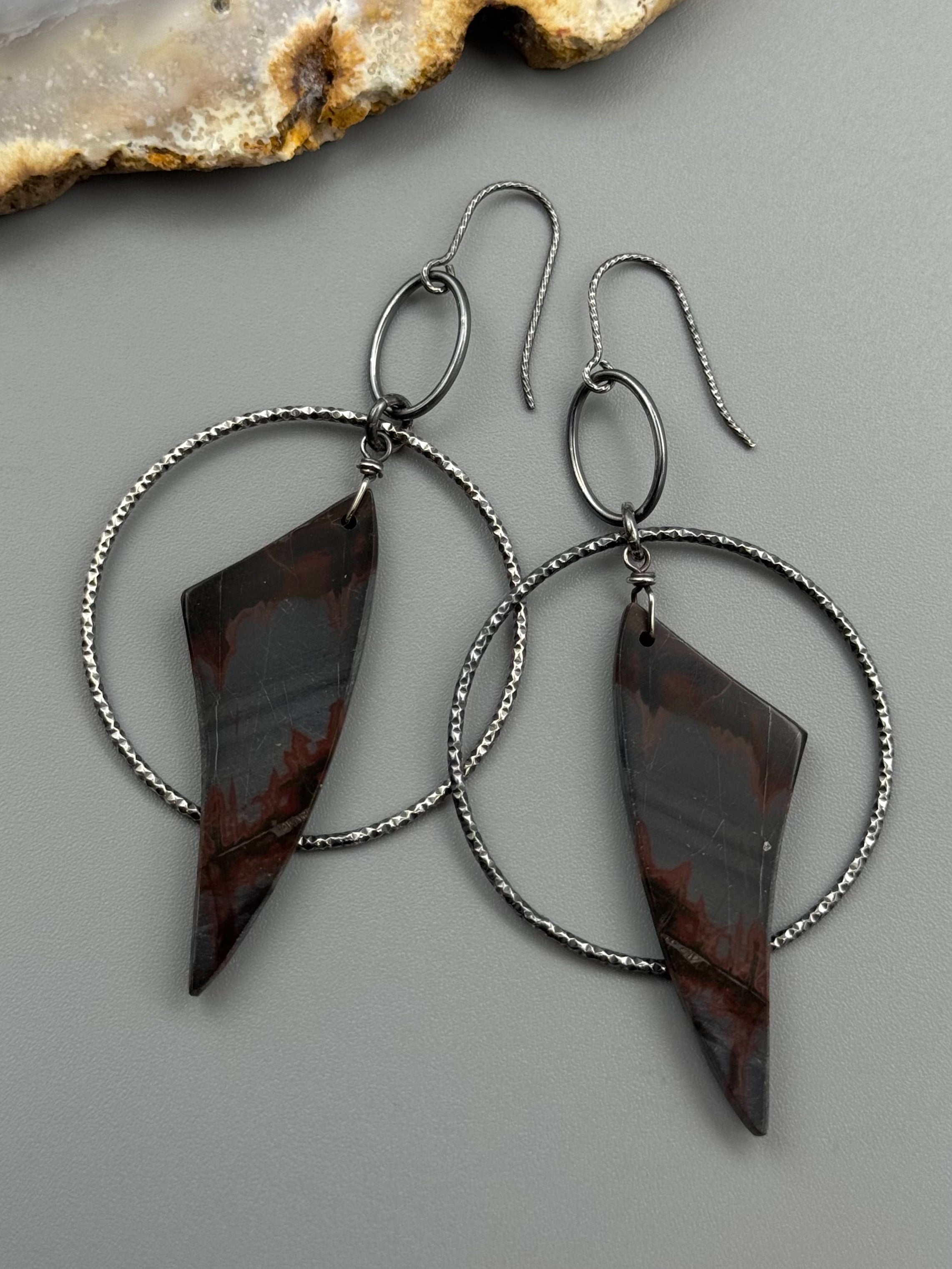•EQUA-ORBIT• red creek jasper wing + silver earrings