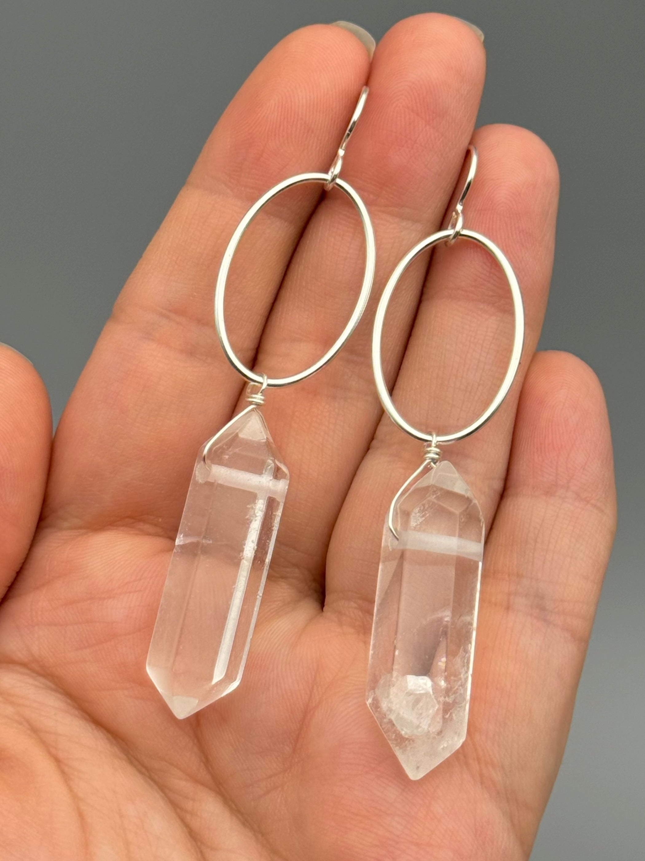 •IO• double terminated quartz + silver earrings