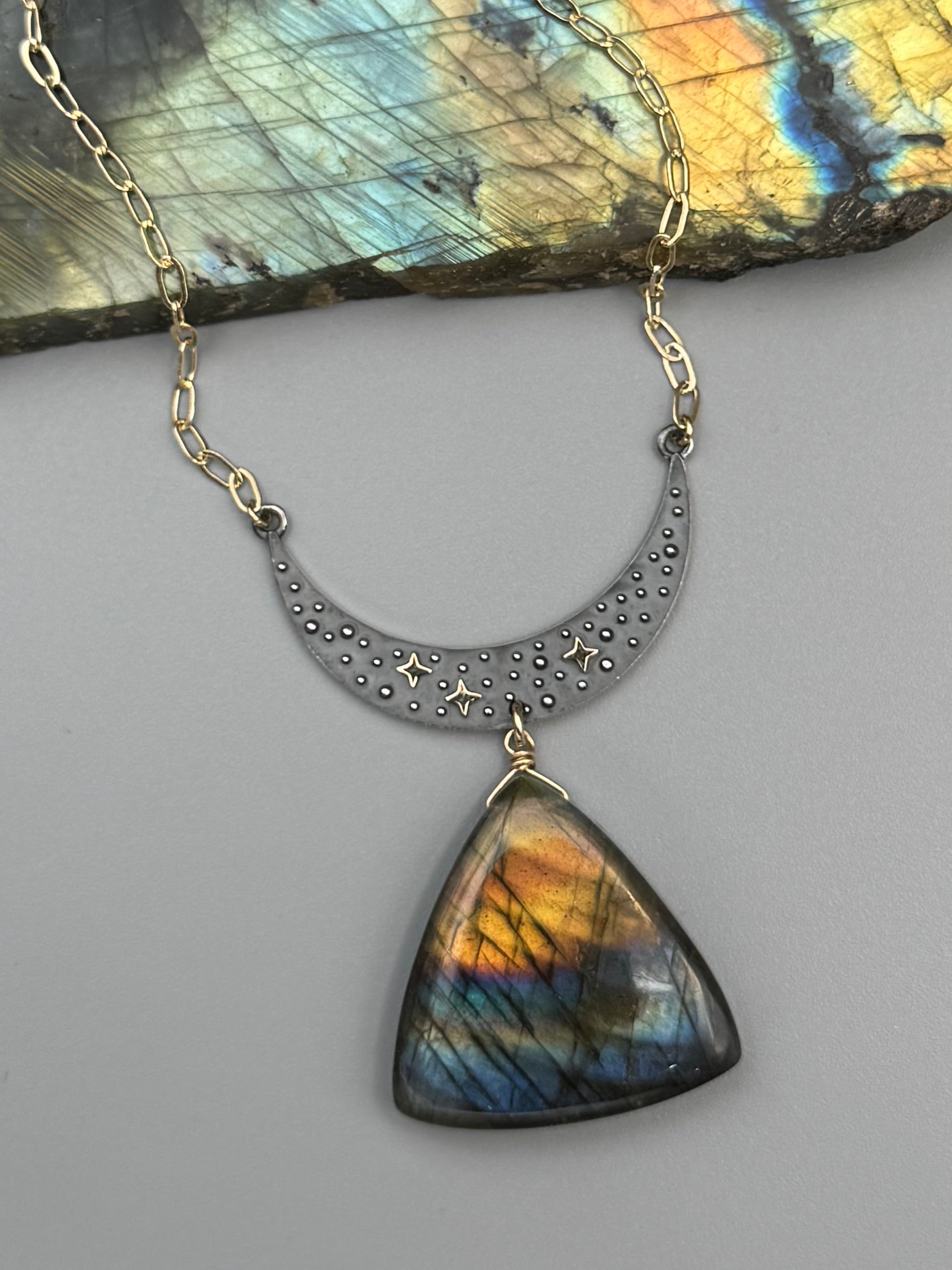 •NYX• labradorite + mixed metal necklace (16"-18" long)