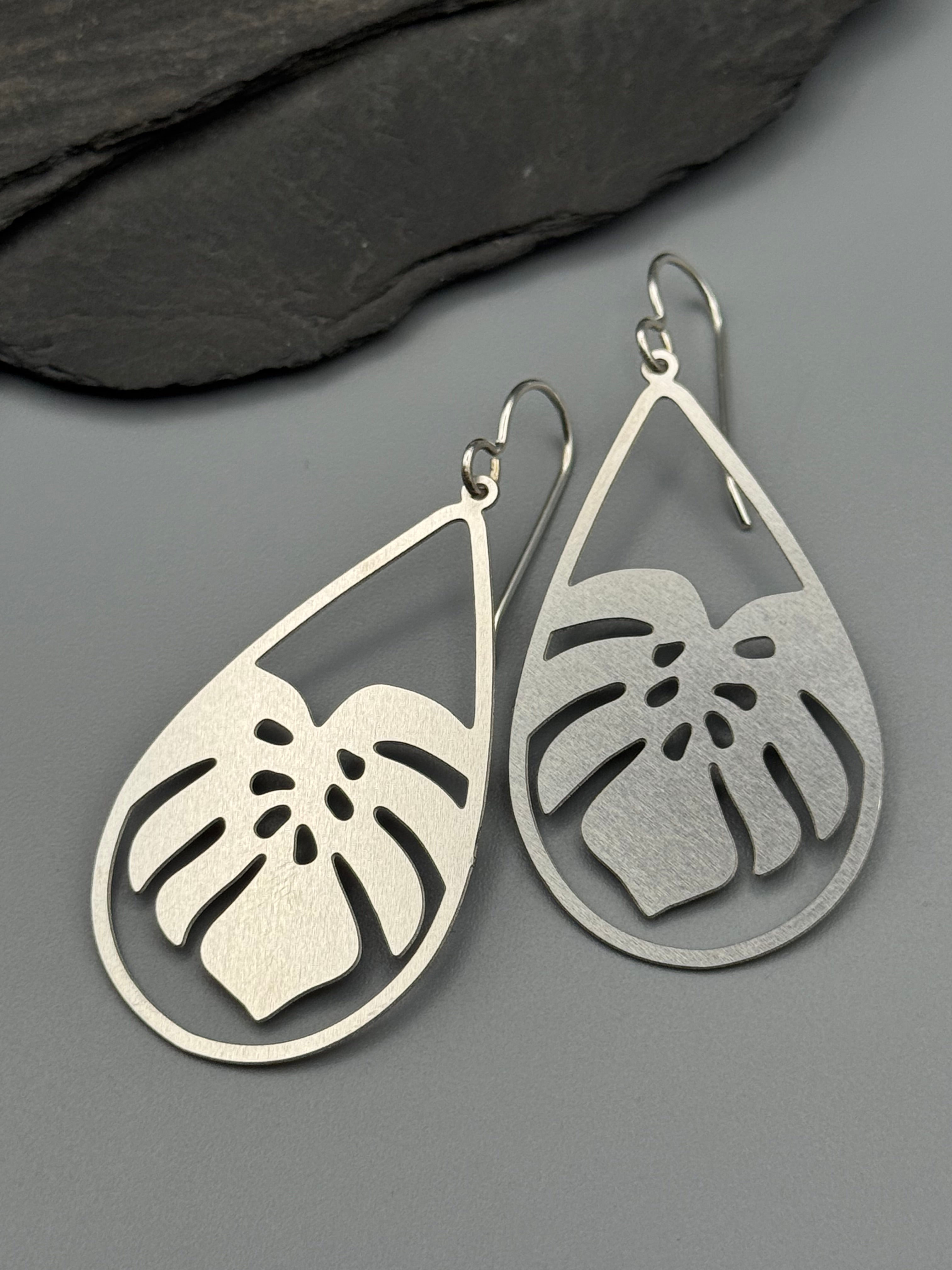 •MONSTERA• silver dangle earrings