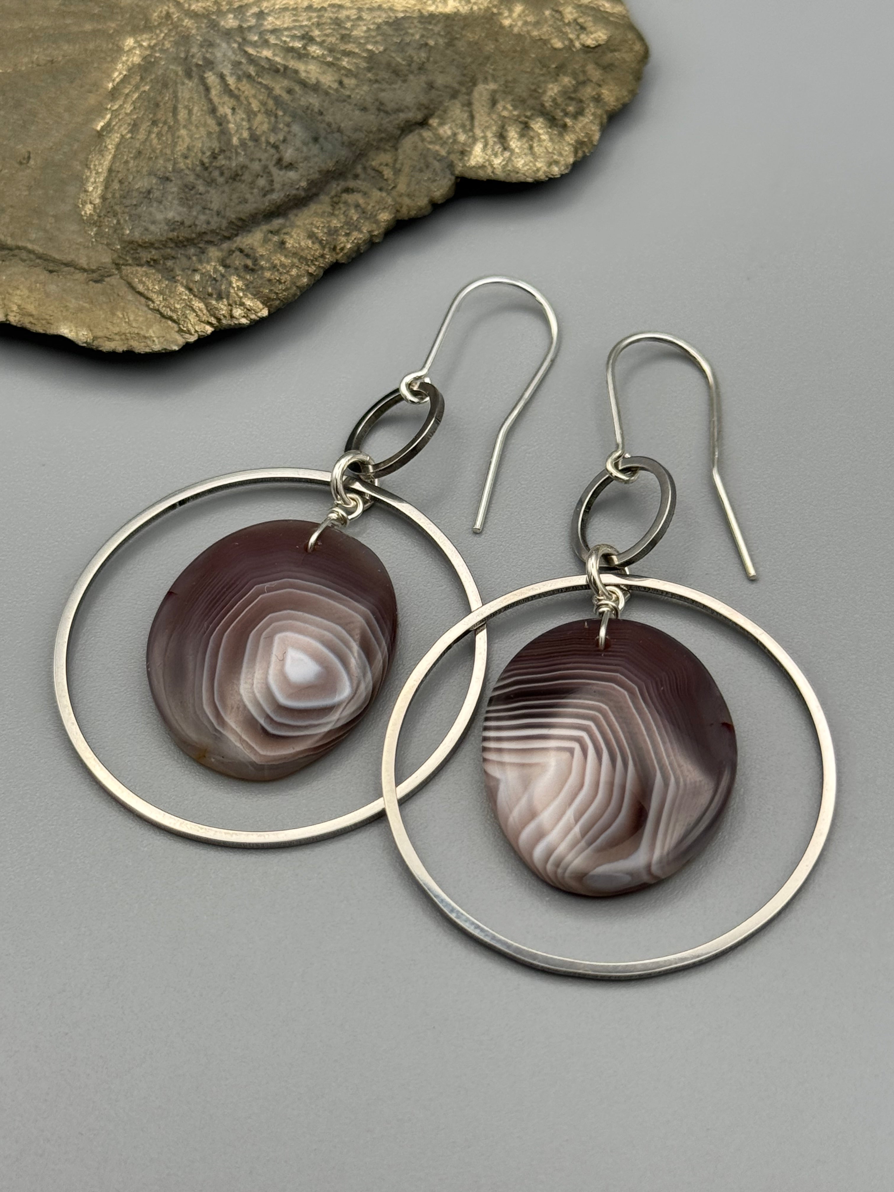 •EQUA-ORBIT• botswana agate + silver earrings