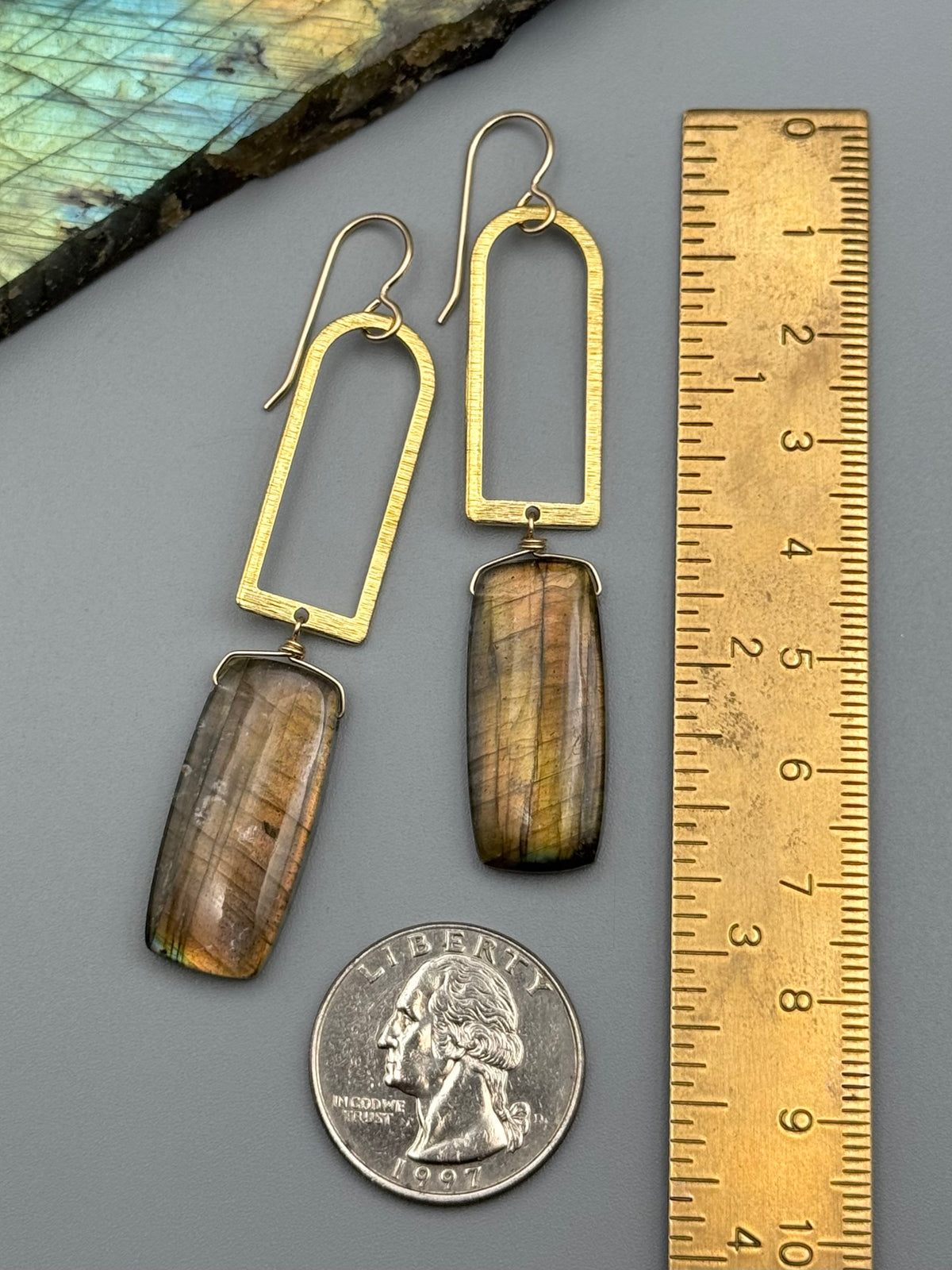•PORTAL• golden labradorite + gold earrings