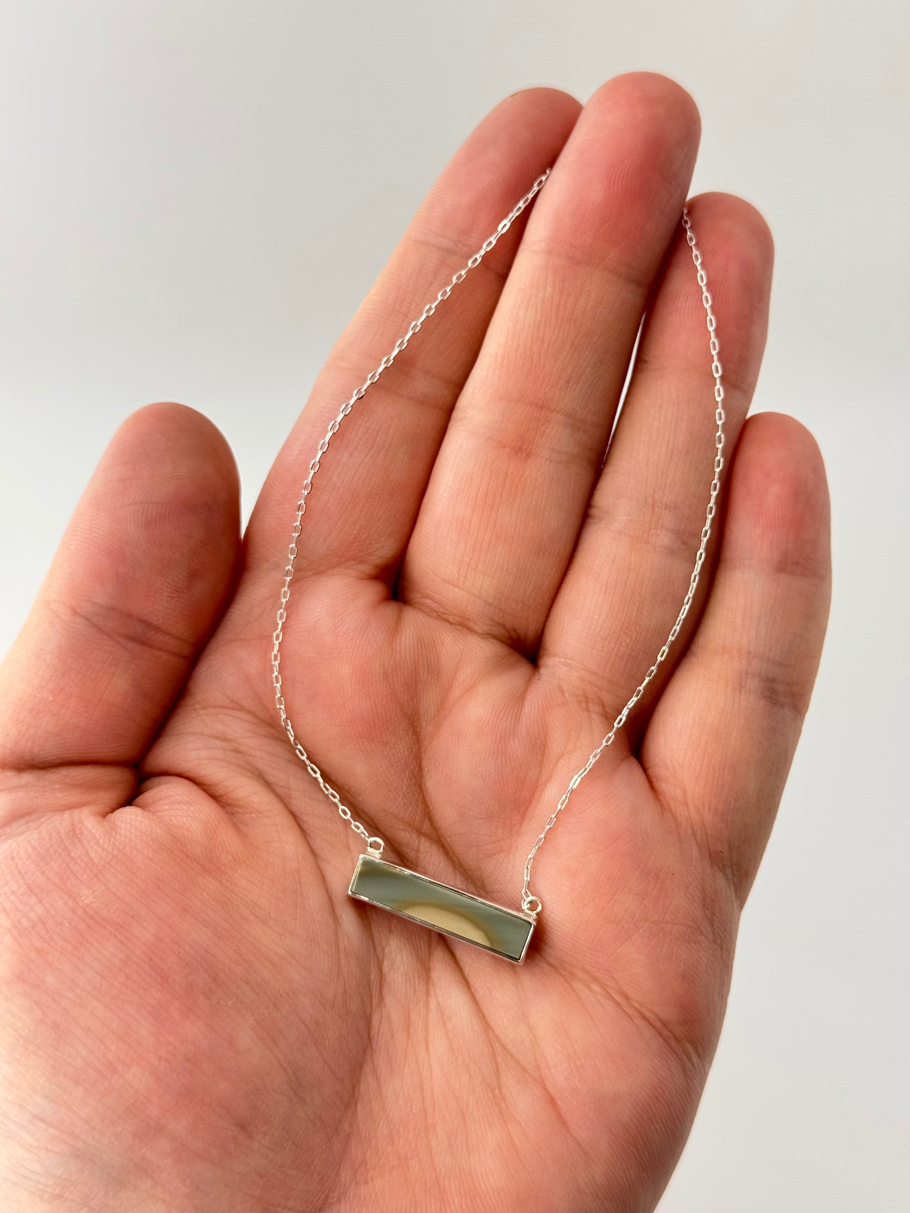 •PETITE BAR• imperial jasper + silver necklace (16"-18" long)