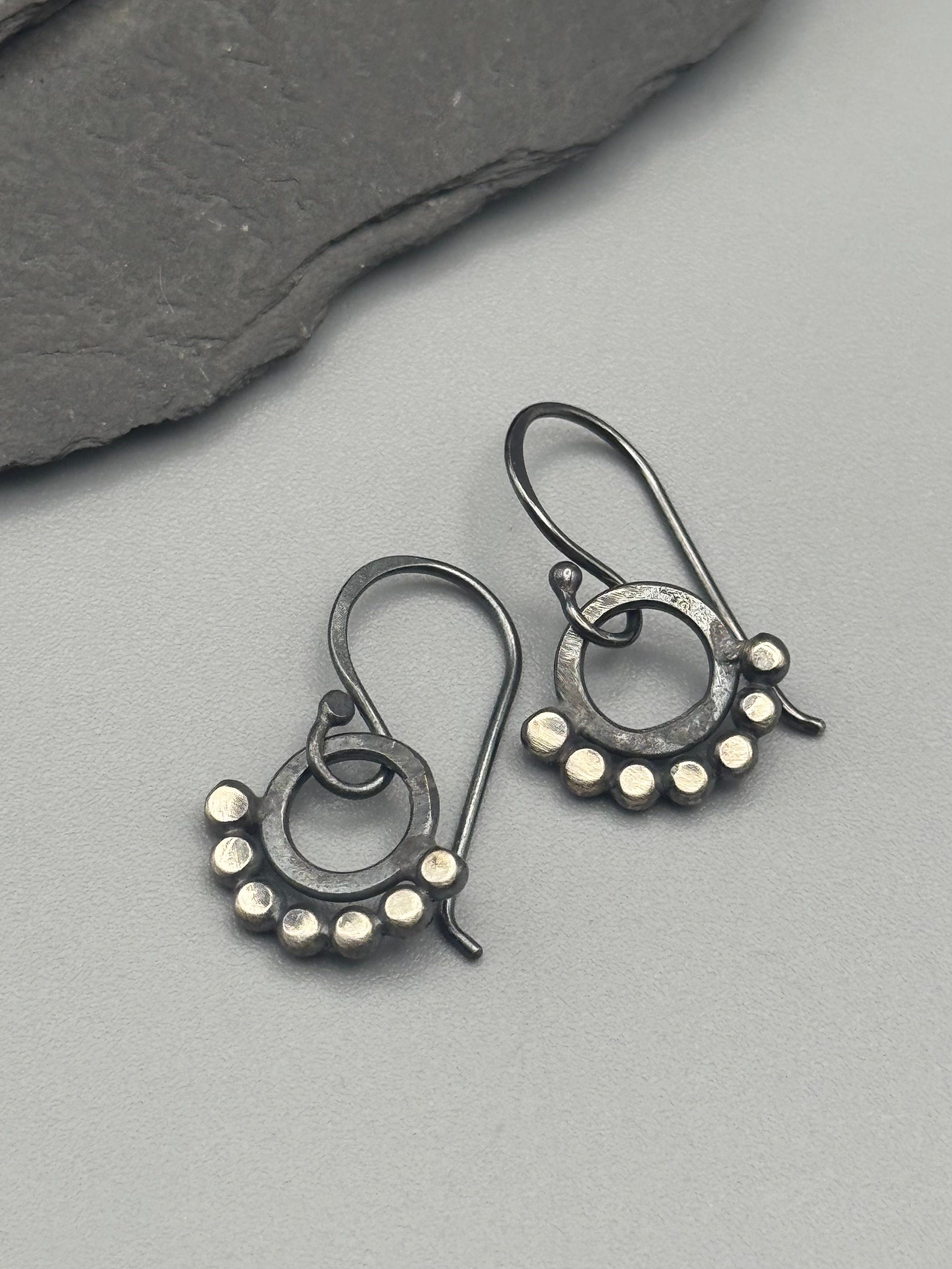 •DOTTED TALISMAN• silver dangle earrings