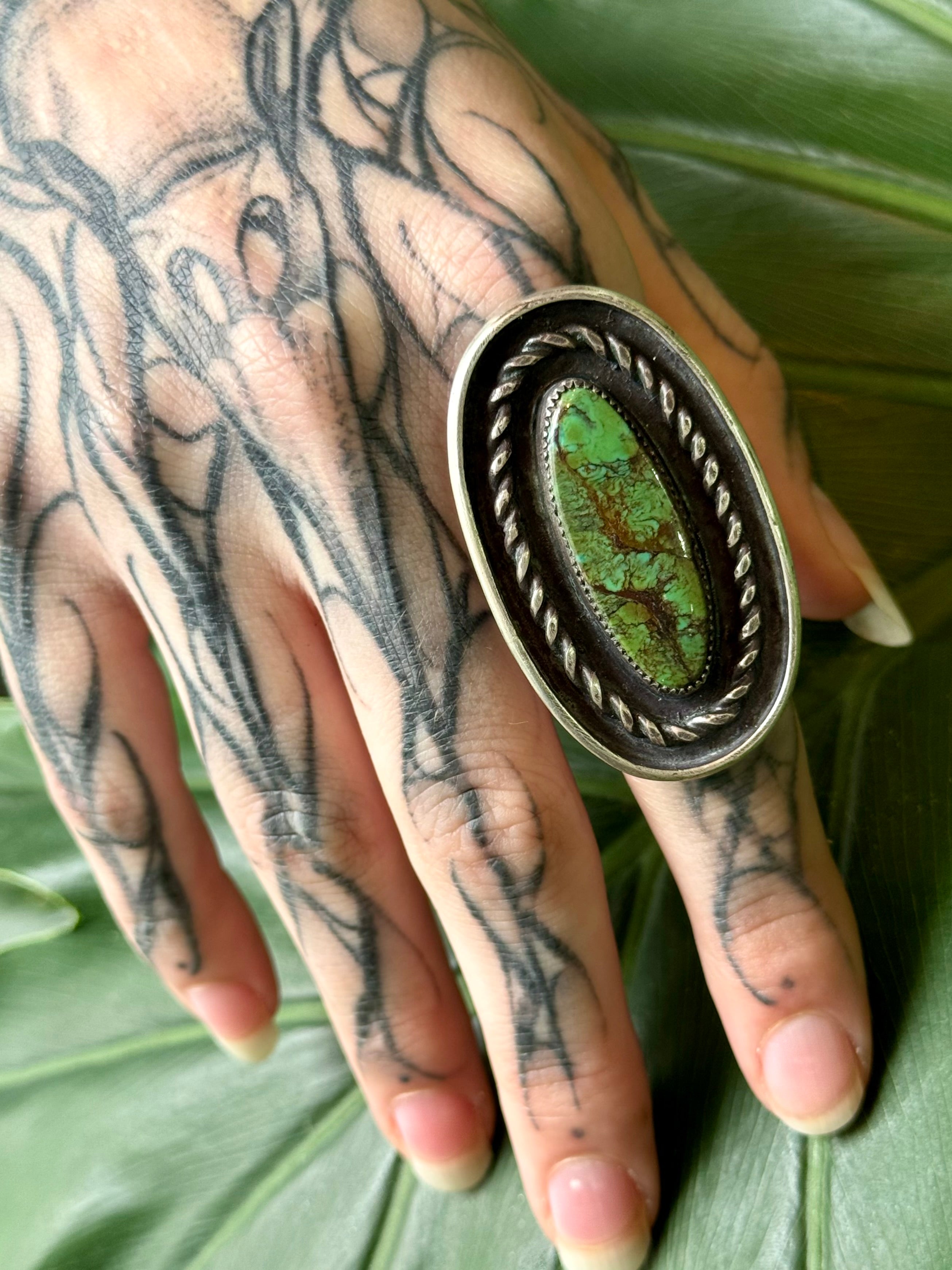 •LASSO• hubei turquoise + silver ring (size 8.75)