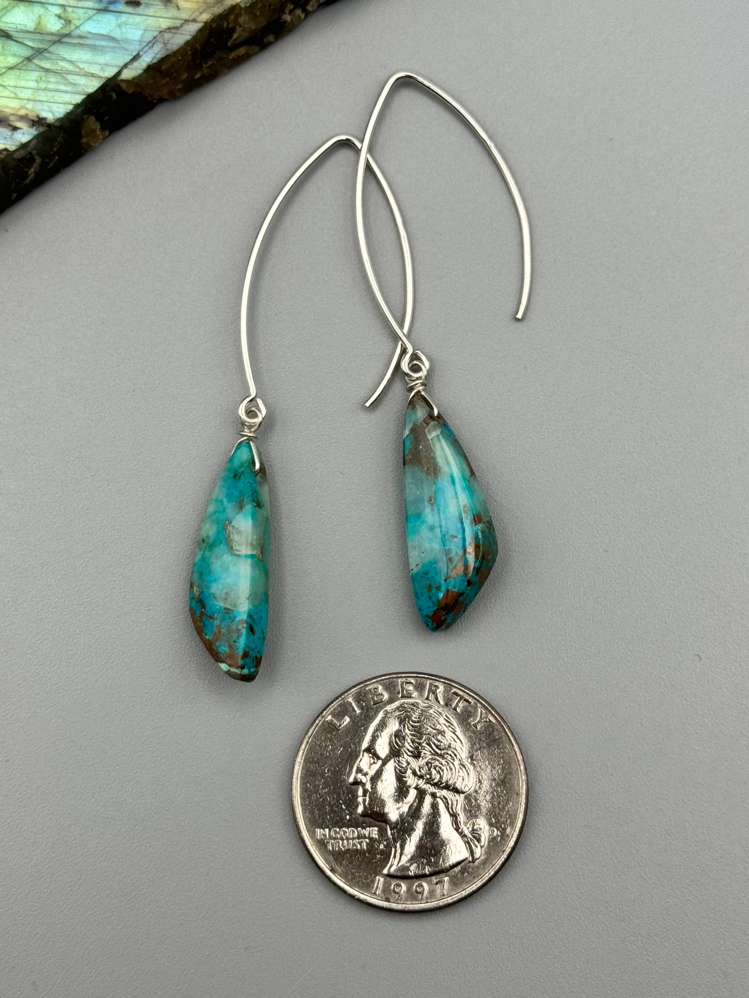 •STRAY• chrysocolla wing + silver earrings