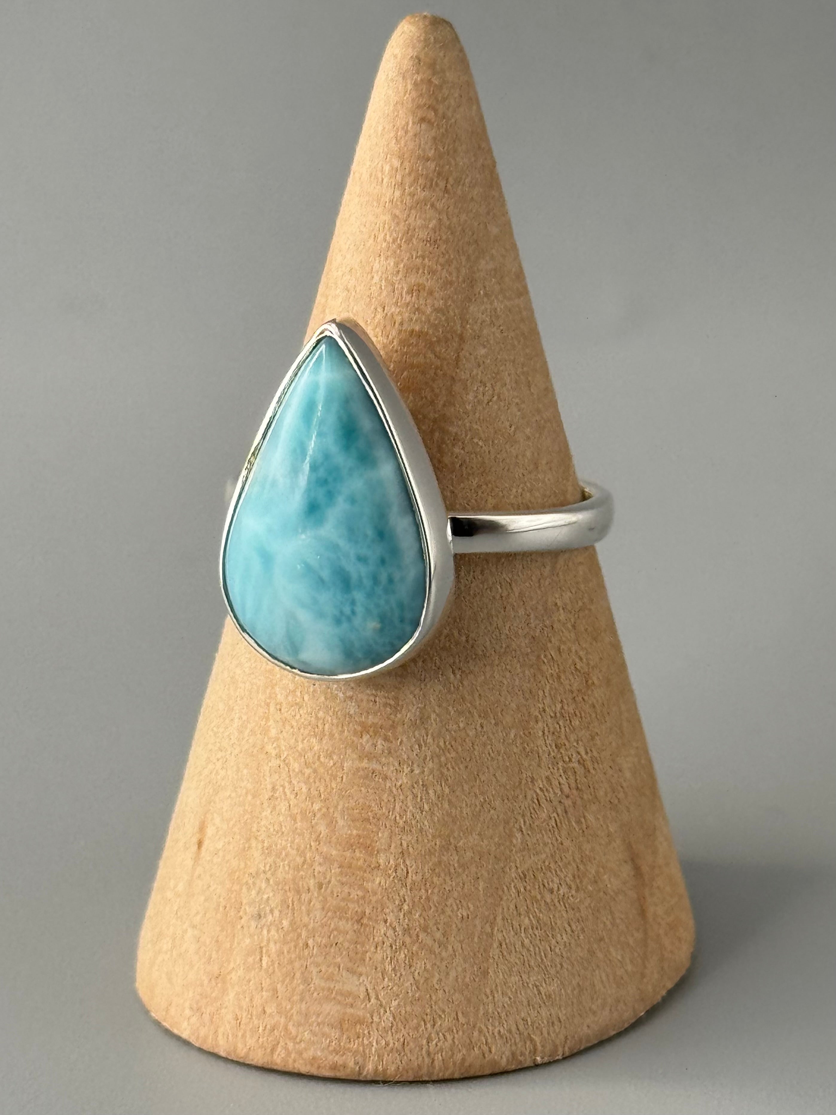 •LARIMAR - TEAR• sterling silver ring (size 8)