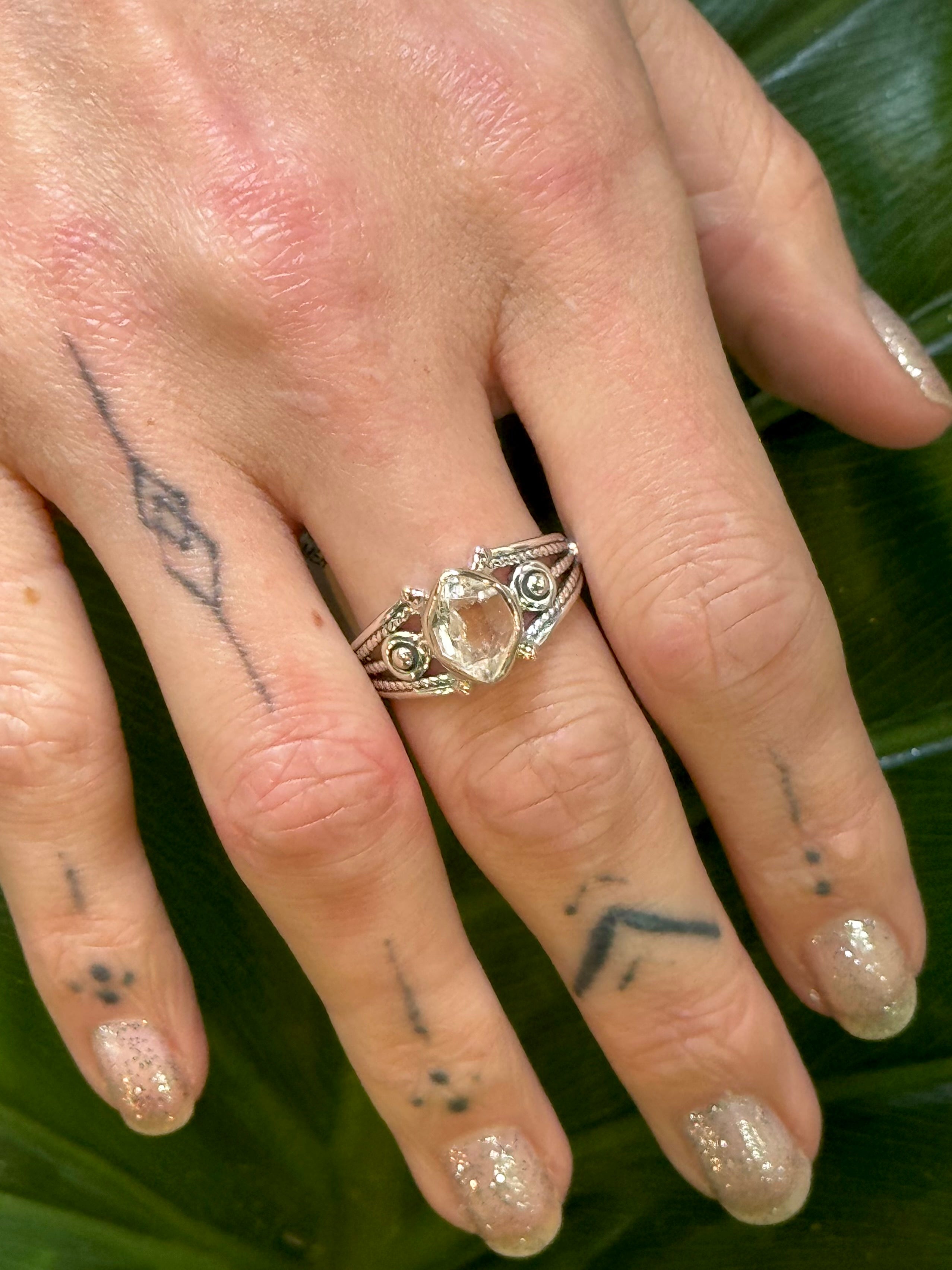 •HERKIMER DIAMOND - IMPERIAL• decorative band silver ring (various sizes)