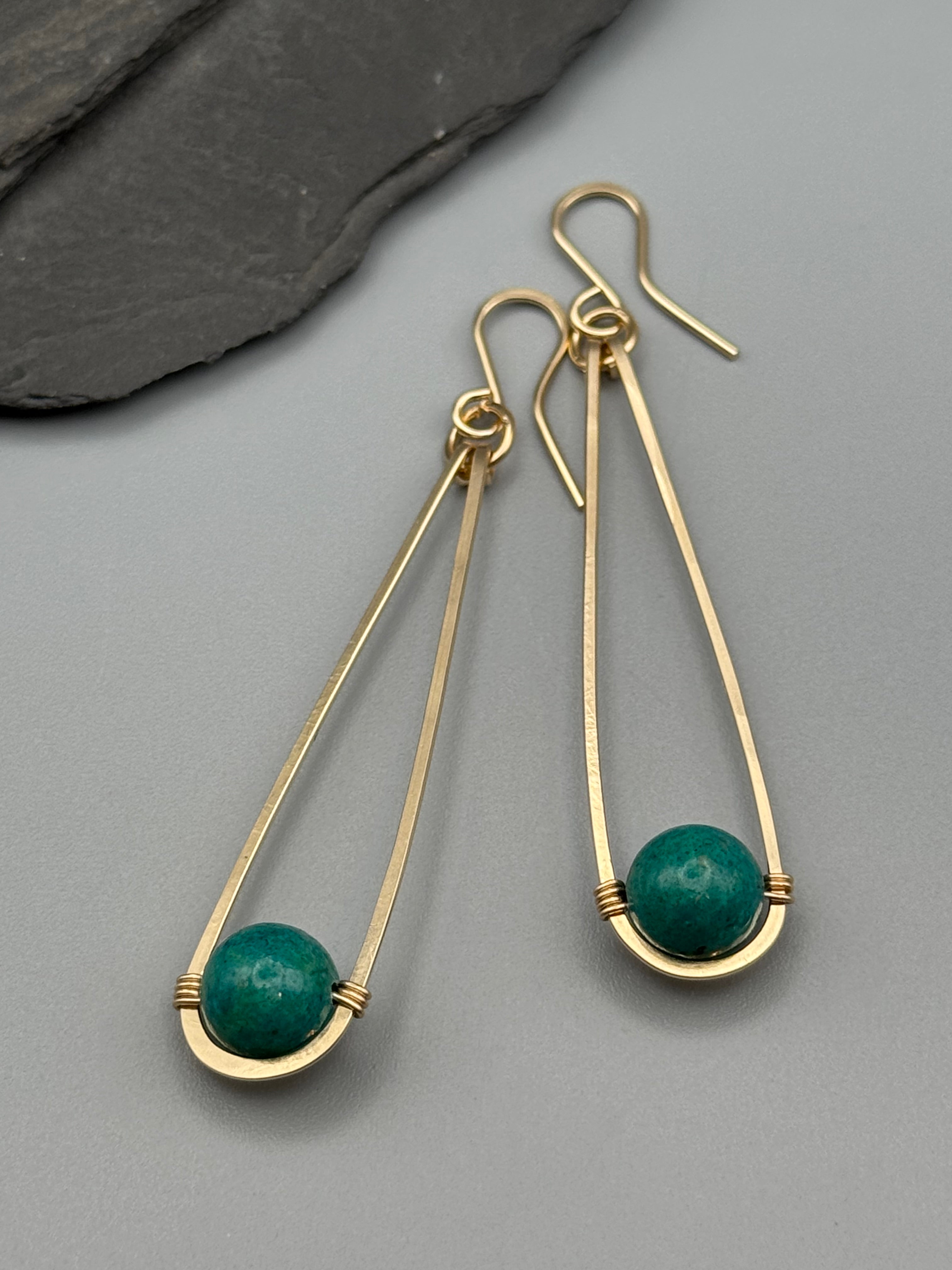 •PENDULUM• turquoise + gold dangle earrings
